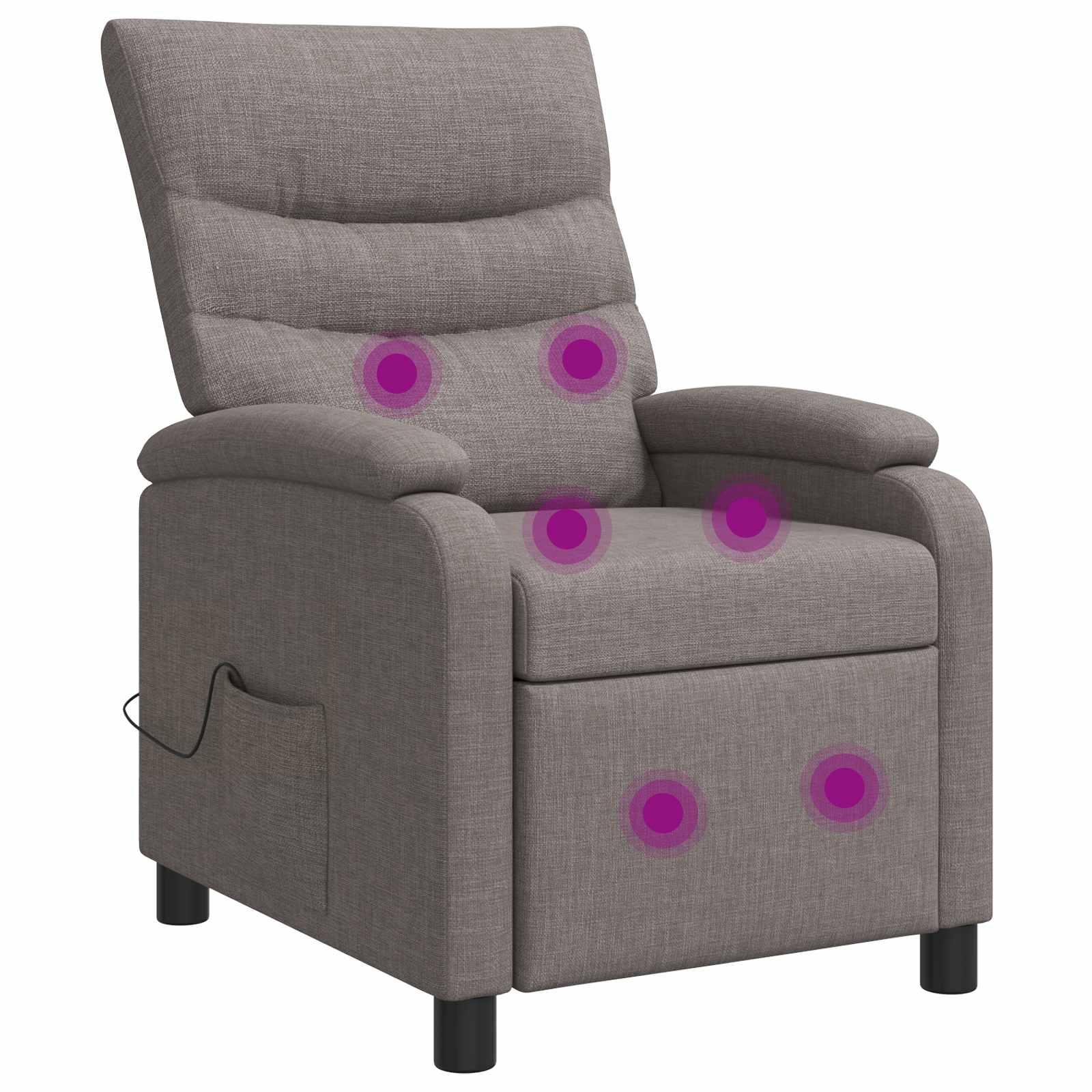 Massage lænestol med recliner og 6 massagepunkter - gråbrun stof