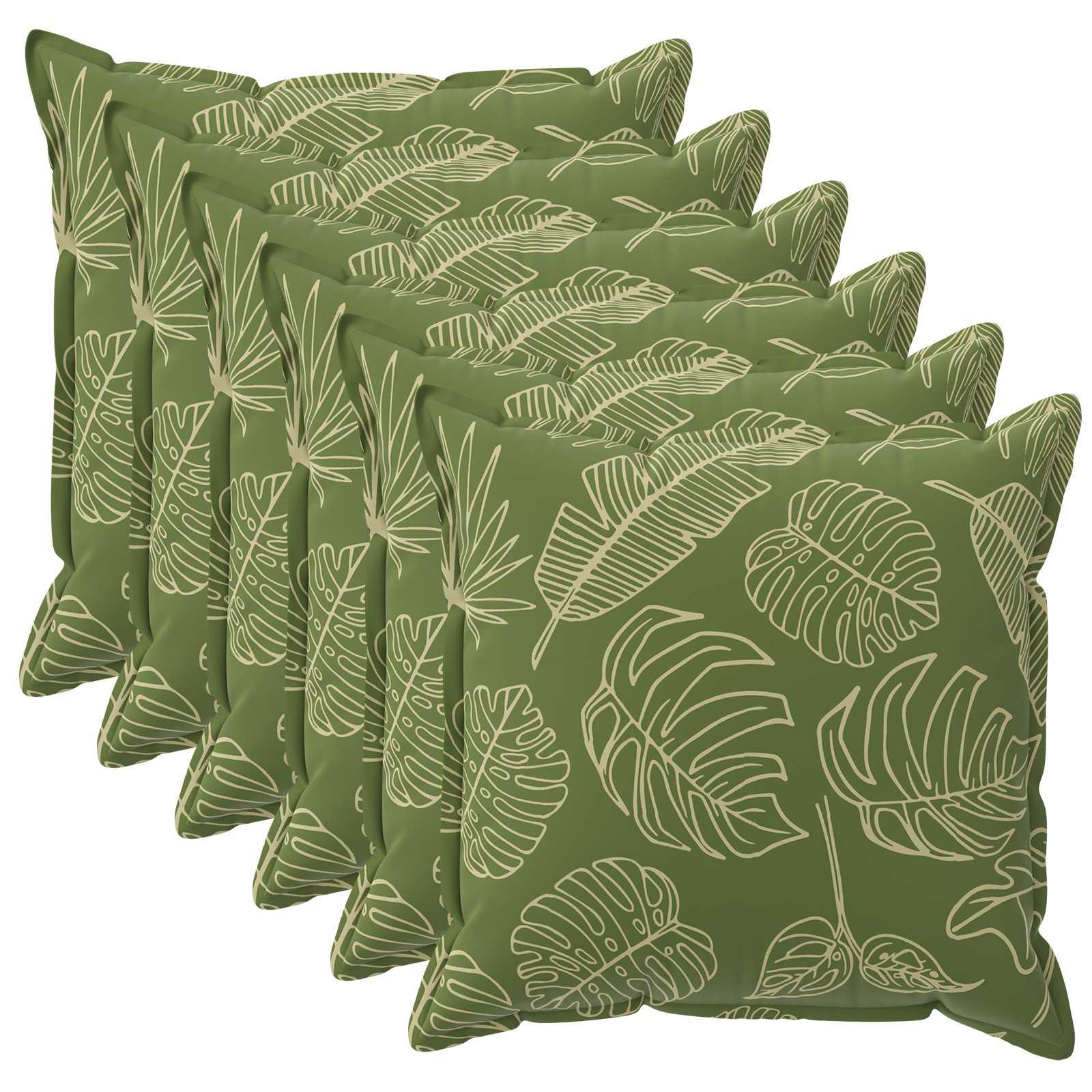Pudebetræk 6 stk. HOUTEN med bladdesign 30 x 30 cm i polyester
