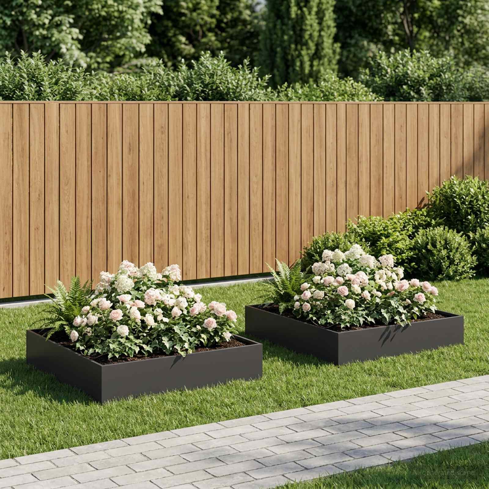 Have blomsterkrukke 2 stk. sort 100 x 100 x 20 cm