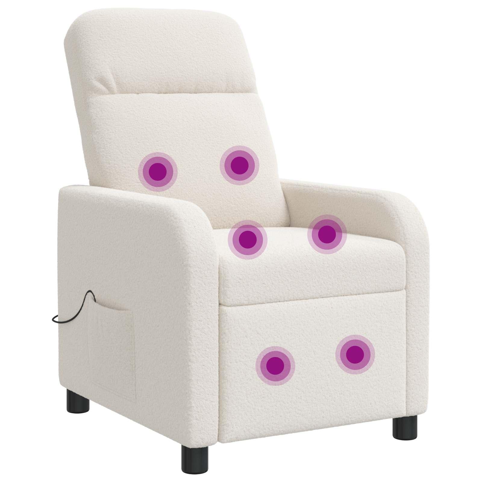 Massage lænestol i cremefarvet bouclé med recliner