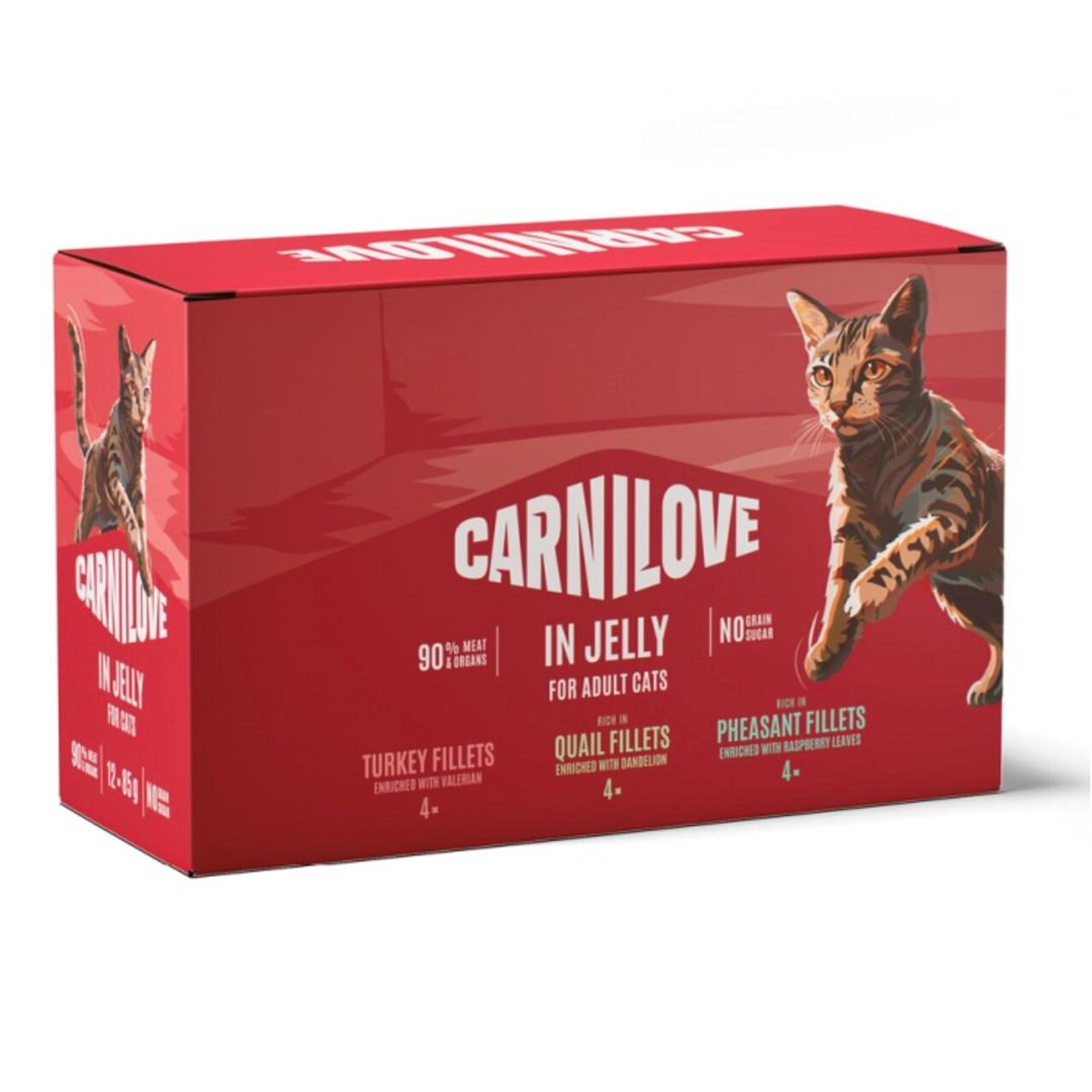 Carnilove Cat Pouch Jelly Box vådfoder til voksne katte 12 x 85 g