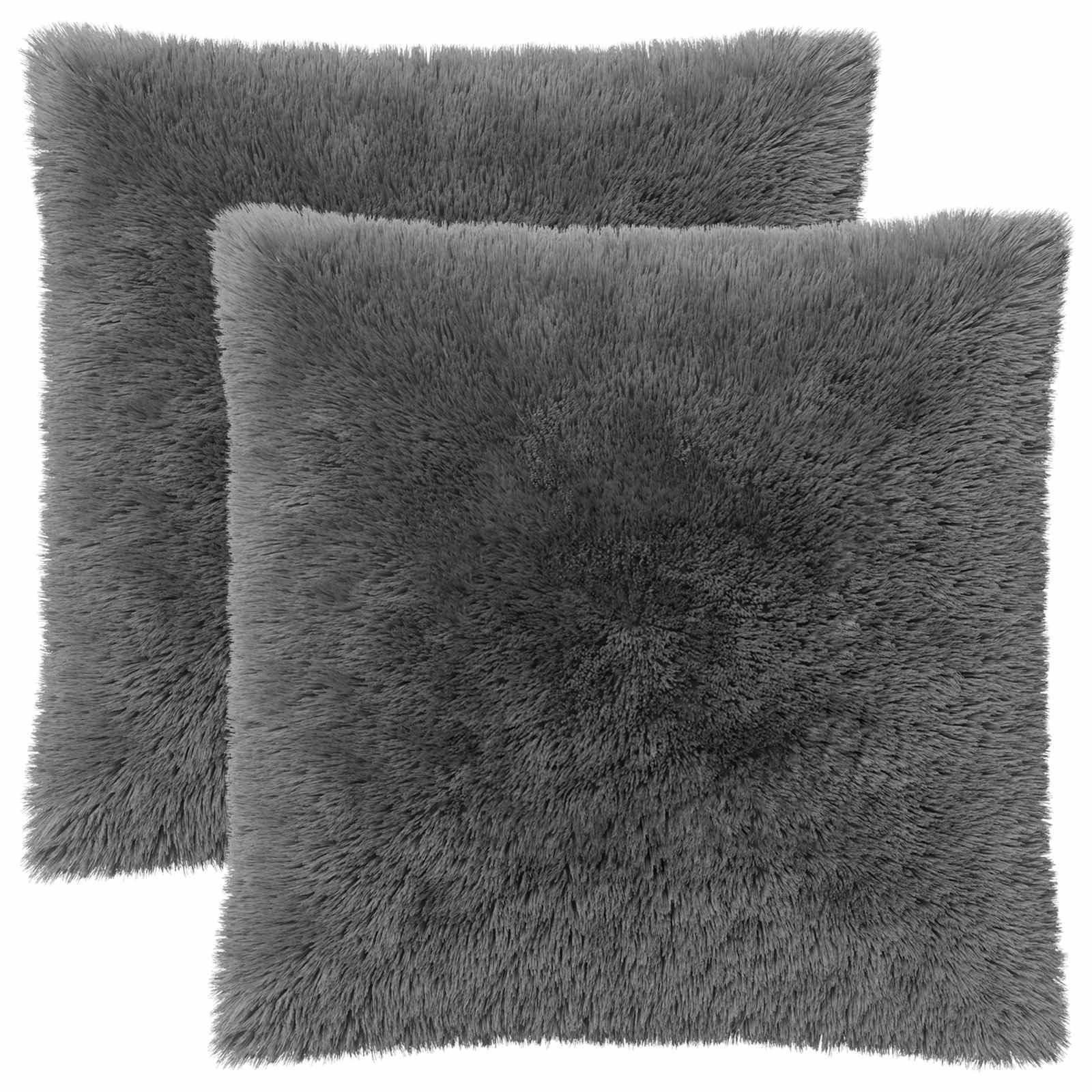 Pudebetræk HEERLEN 2 stk lysegrå 65 x 65 cm i PV fleece