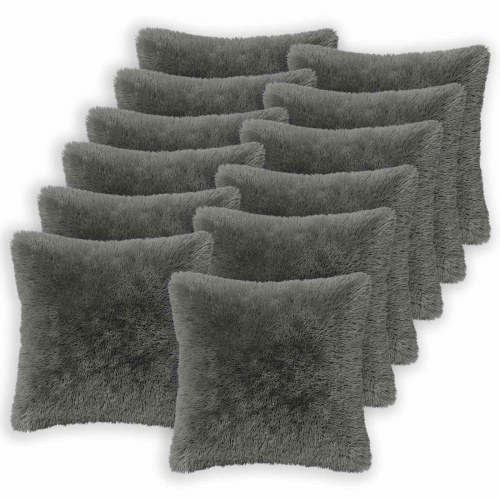 Pudebetræk HEERLEN 12 stk lysegrå 45 x 45 cm i PV fleece
