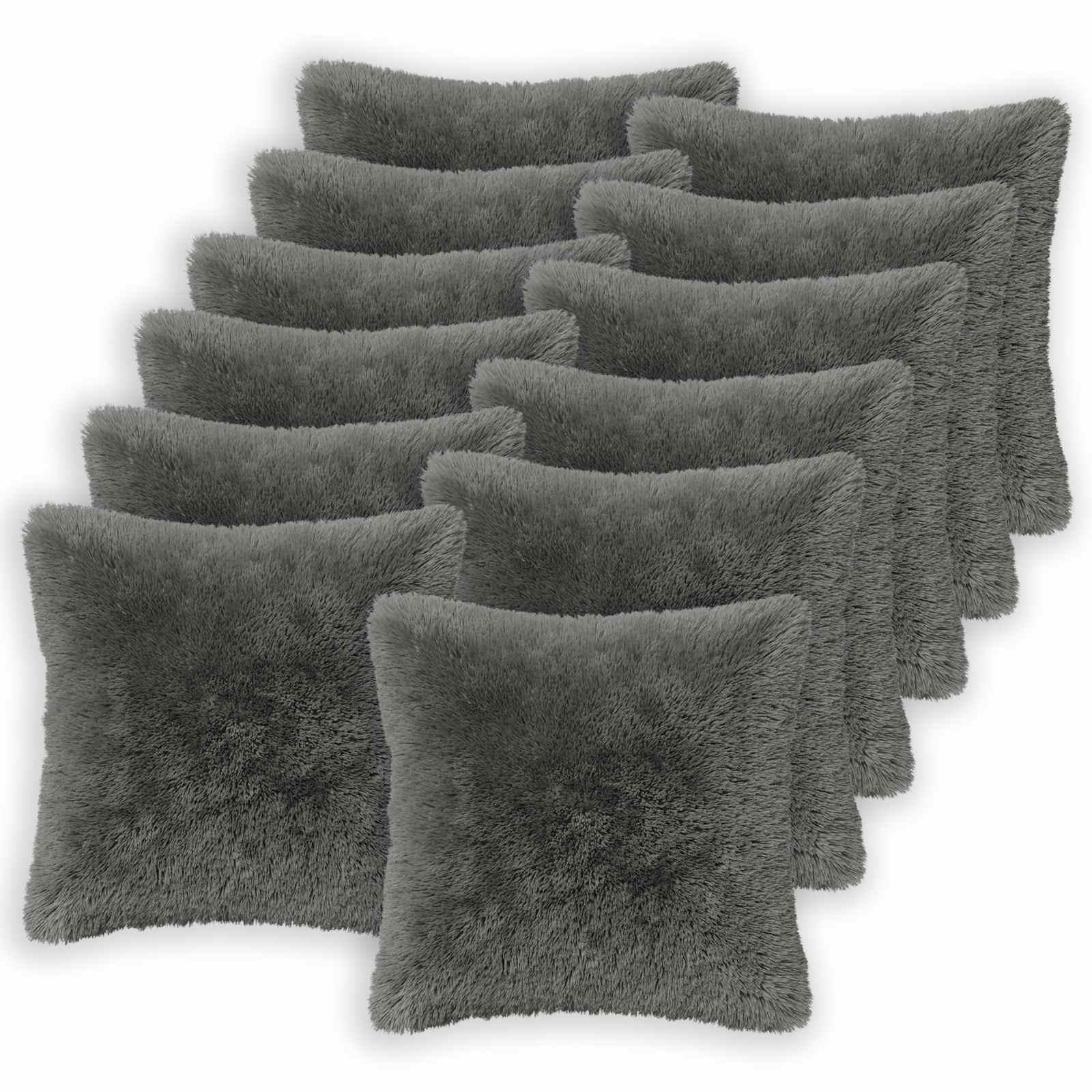 Pudebetræk HEERLEN 12 stk lysegrå 45 x 45 cm i PV fleece