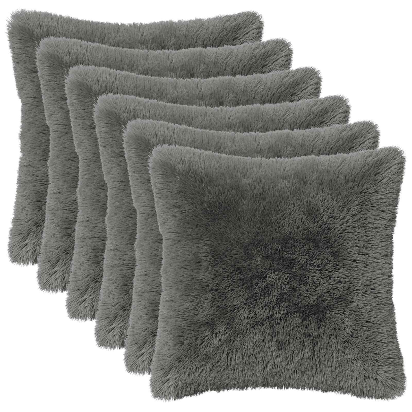 Pudebetræk 6 stk HEERLEN lysegrå 45 x 45 cm i PV fleece