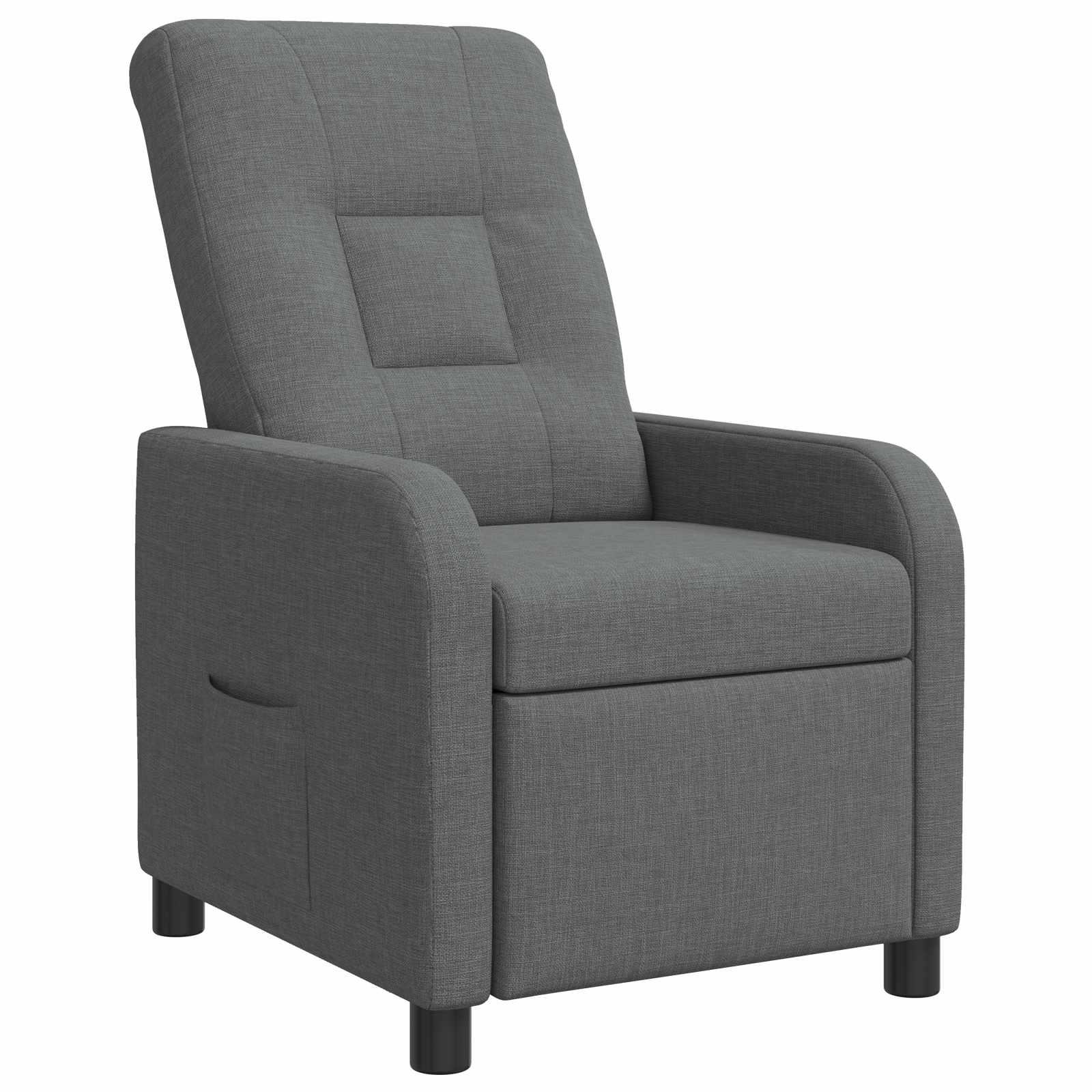 Recliner lænestol i mørkegrå stof med fodstøtte