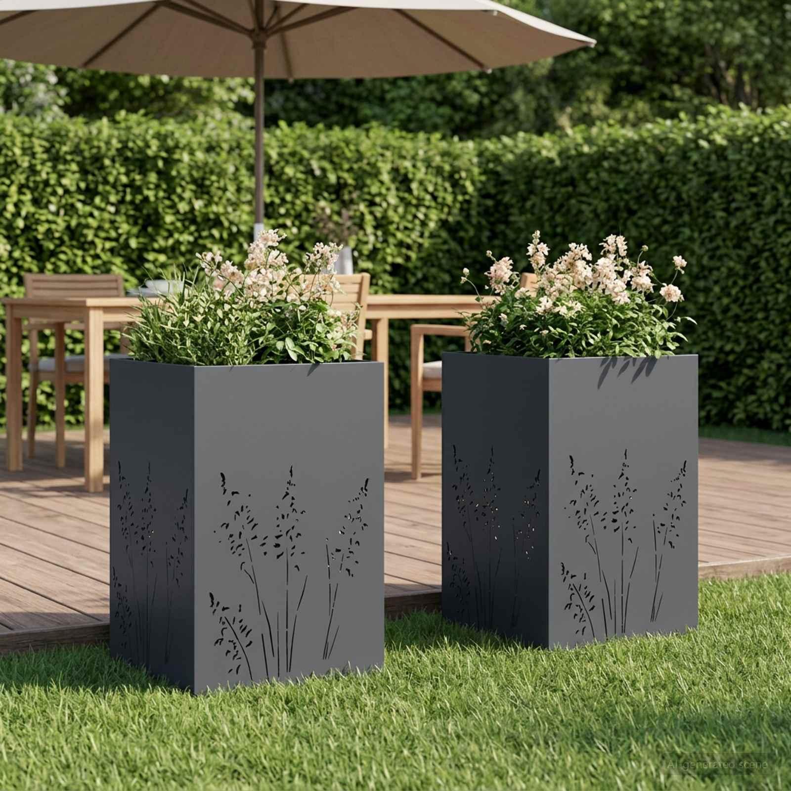 Blomsterkrukke 2 stk. antracit 50 x 50 x 75 cm