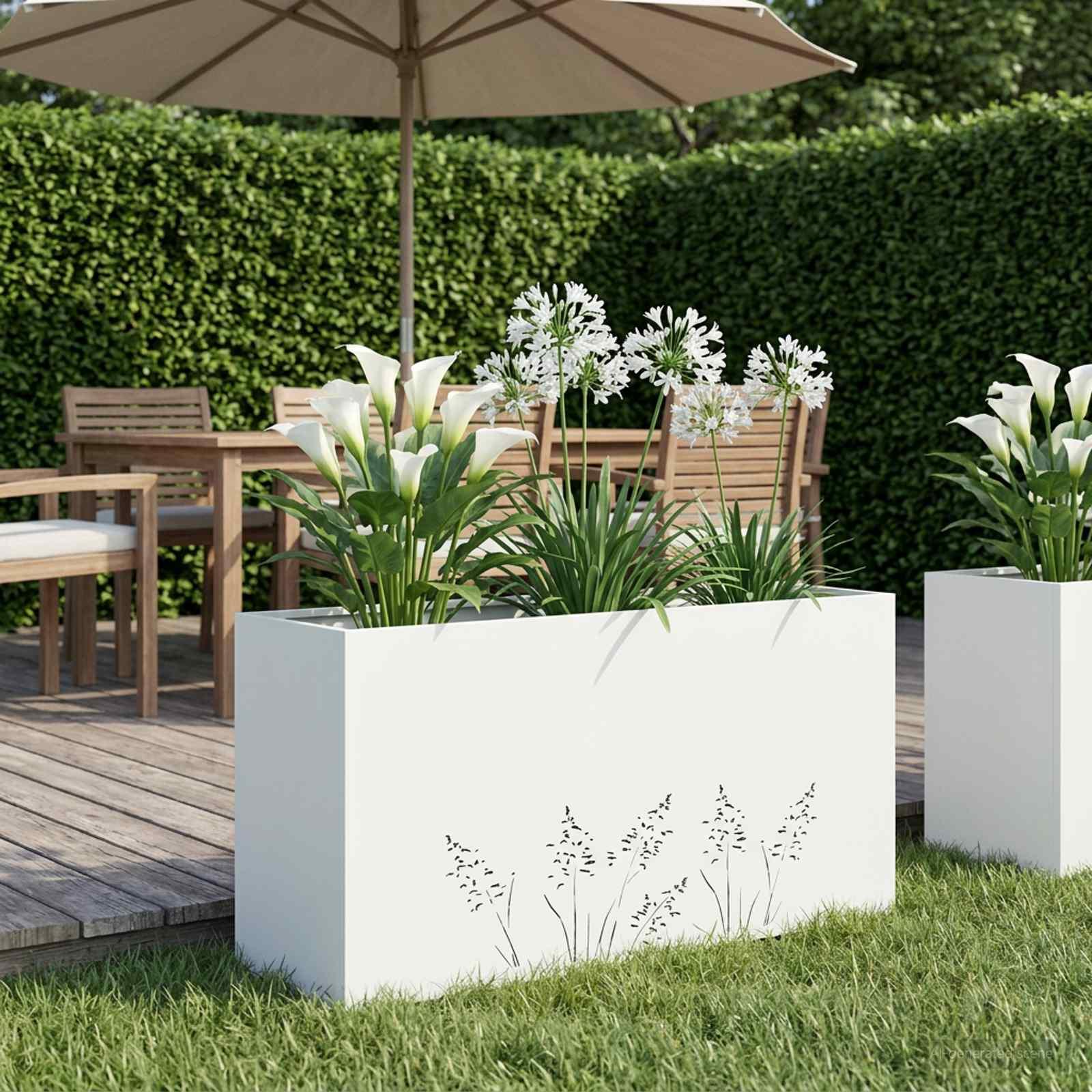 Have blomsterkrukke hvid 100 x 30 x 49 cm i koldvalset stål