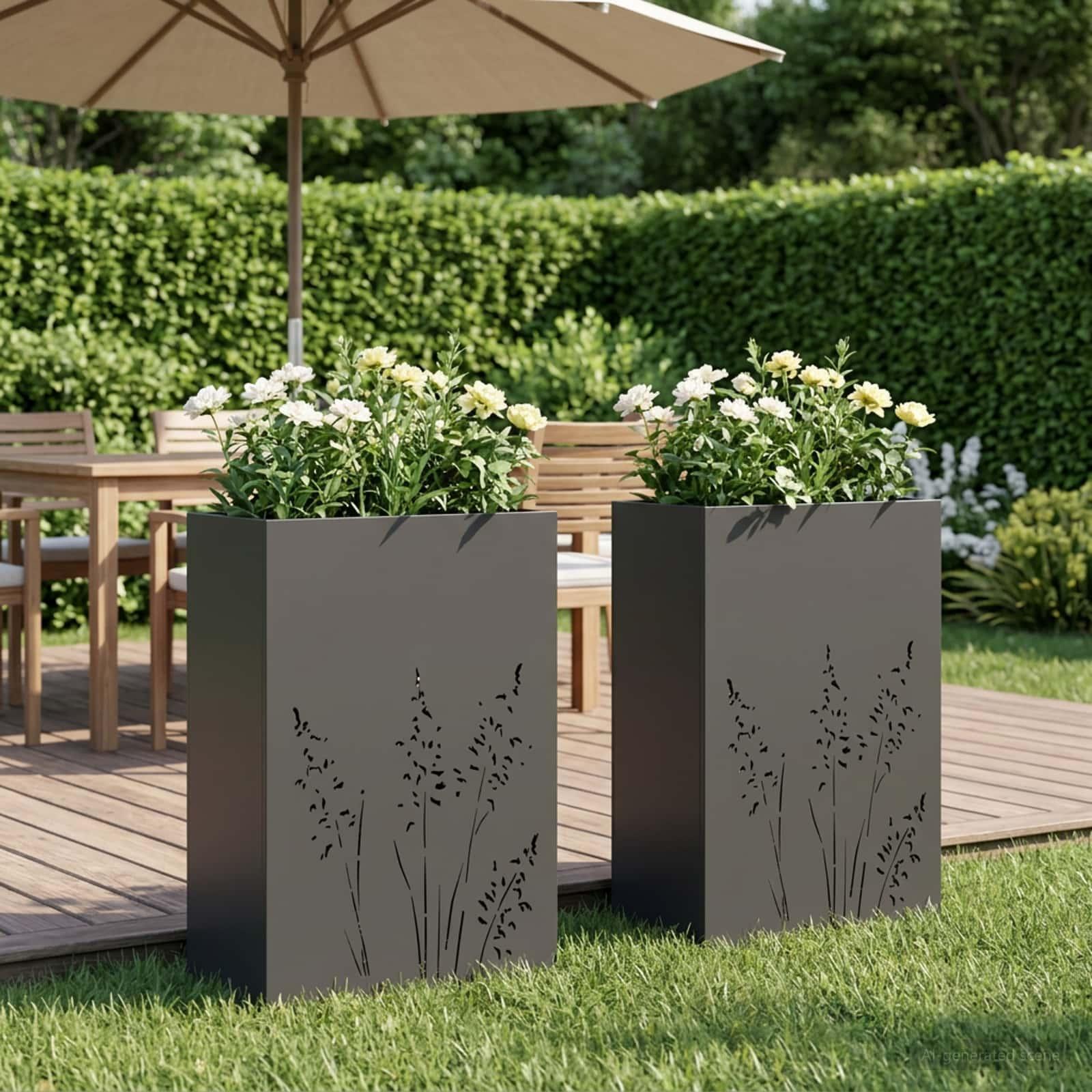 vidaXL Have Blomsterkrukke 2 stk. Sort 50 x 30 x 75 cm Koldvalset stål