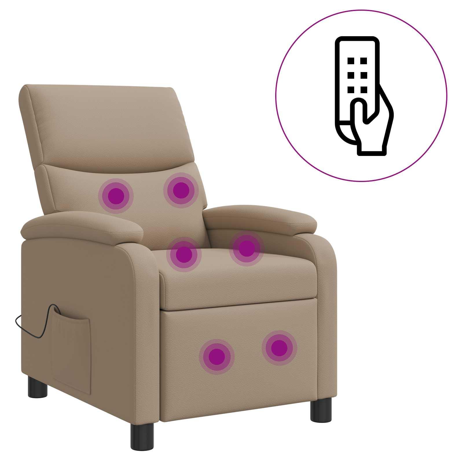 Massage lænestol med recliner og kunstlæder - cappuccino