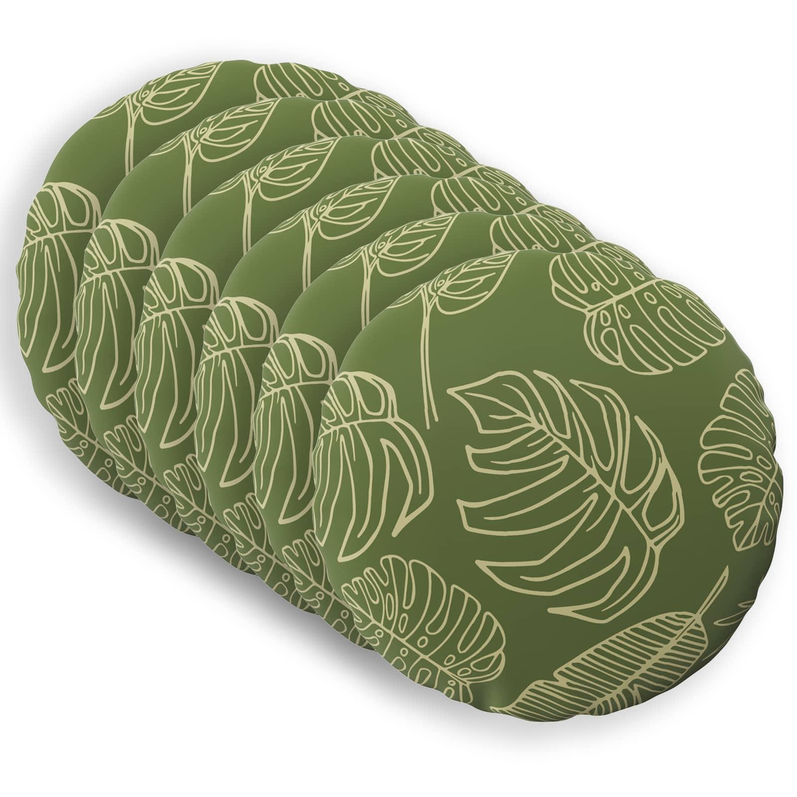 Pudebetræk 6 stk HEERLEN bladdesign Ø 30 cm i polyester