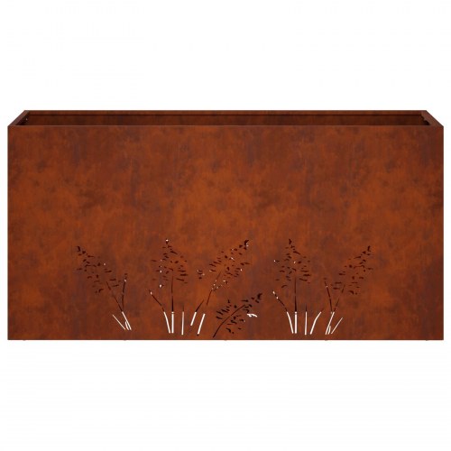 Blomsterkrukke i cortenstål 100 x 30 x 49 cm - rusten havekrukke