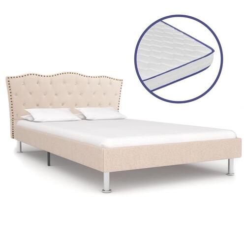 Seng med madras i memoryskum 120 x 200 cm stof beige
