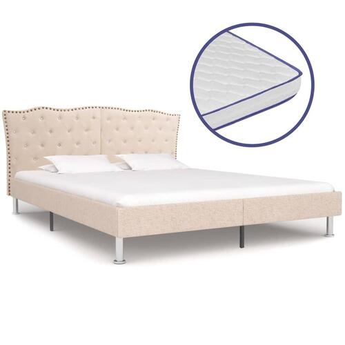 Seng med madras i memoryskum 160 x 200 cm stof beige