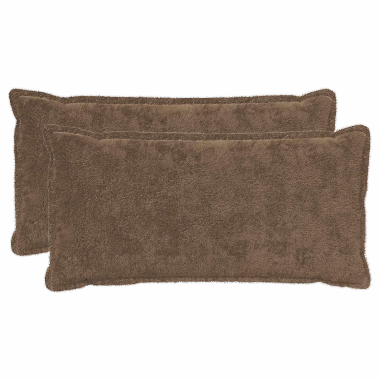 Pudebetræk 2 stk. HOUTEN lys brun 40 x 80 cm i faux kaninpels