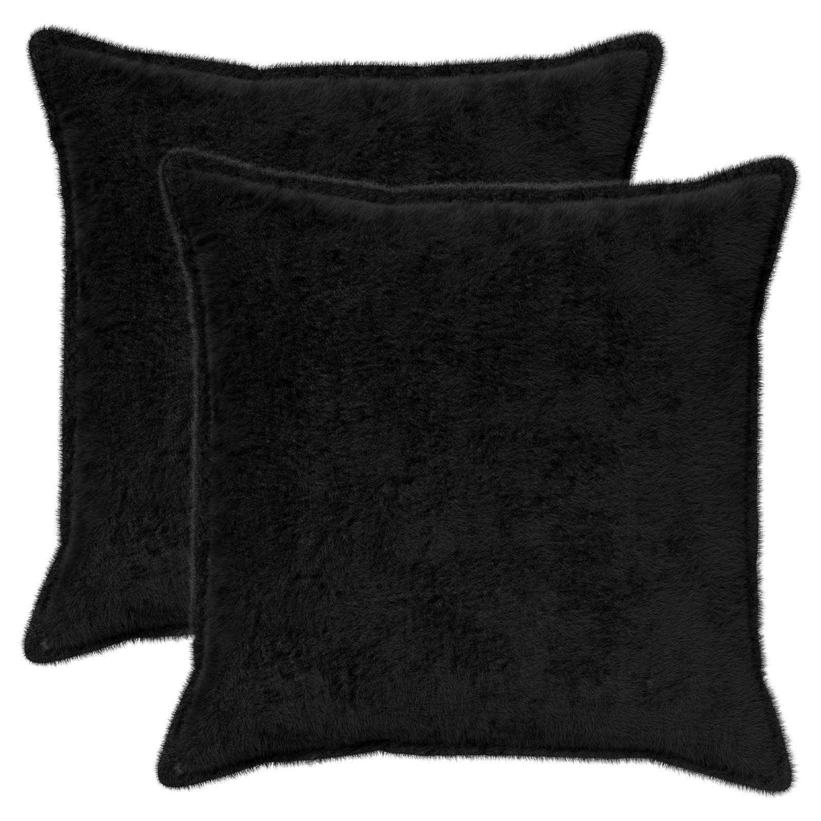 Pudebetræk 2 stk. HOUTEN sort 80 x 80 cm i faux kaninpels