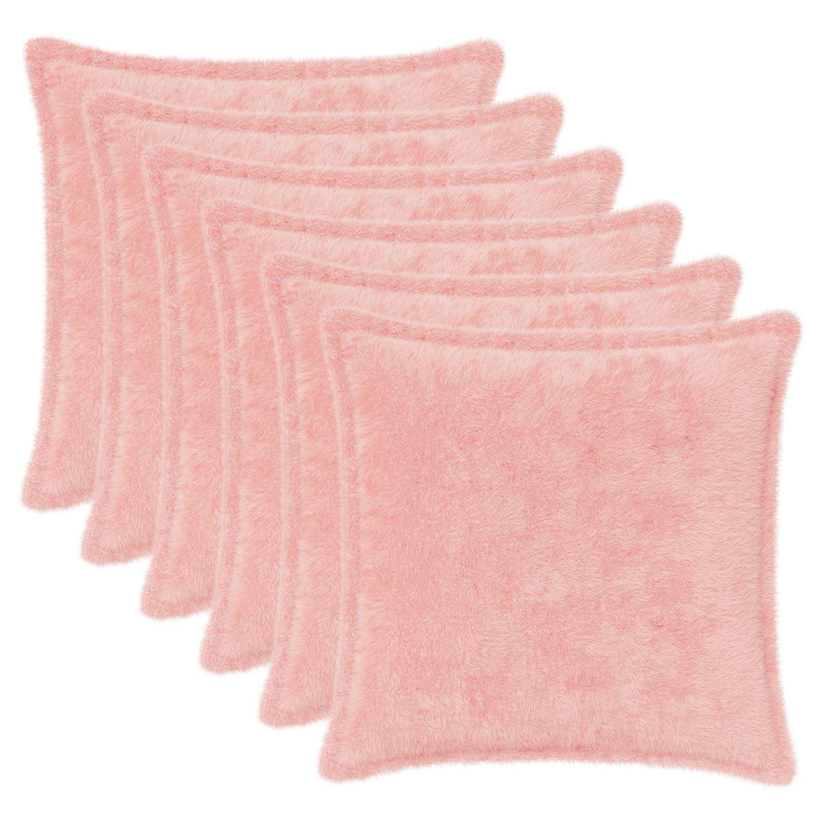 Pudebetræk HOUTEN 6 stk. lyserød 30 x 30 cm i faux kaninpels