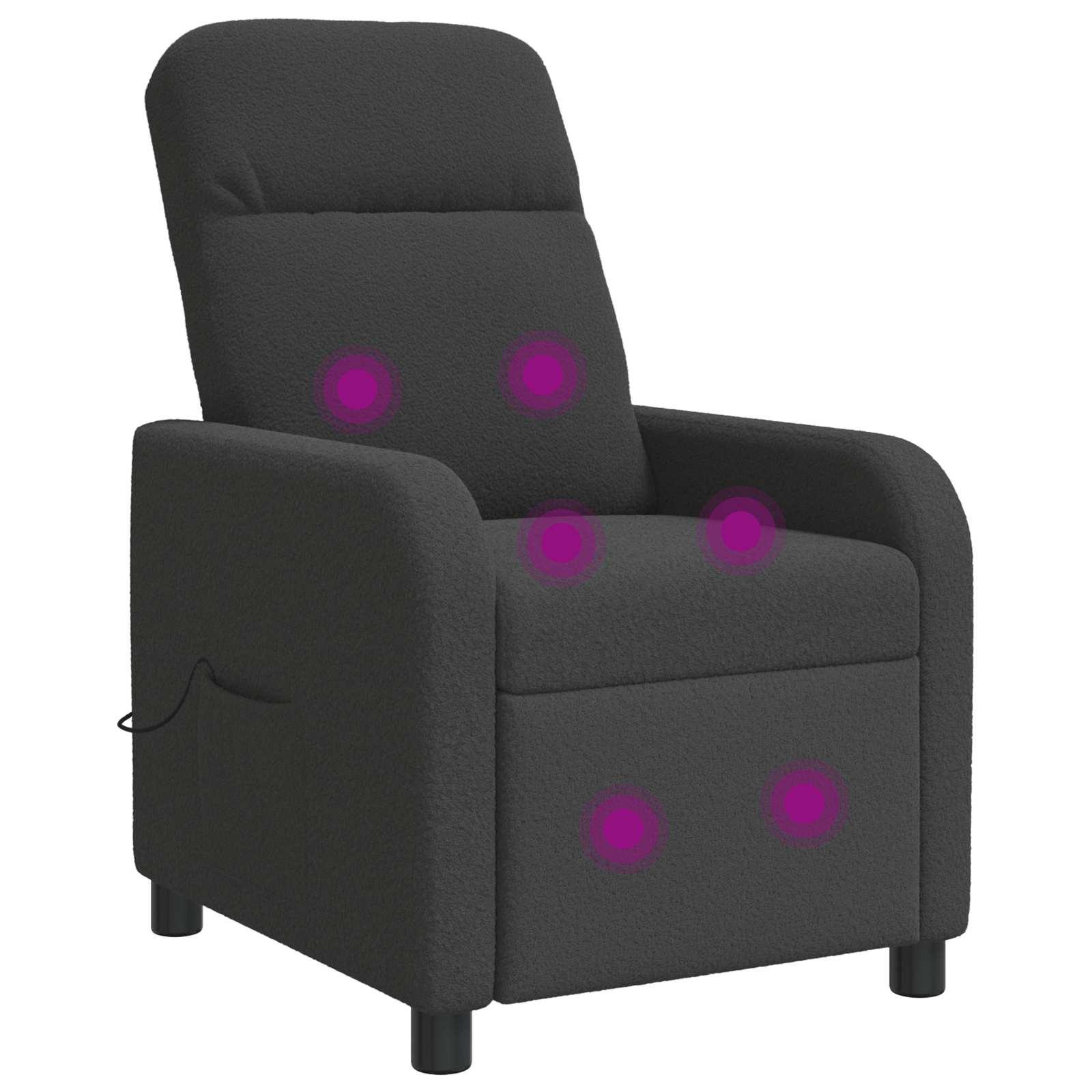 Massage lænestol i mørkegrå bouclé med reclinerfunktion