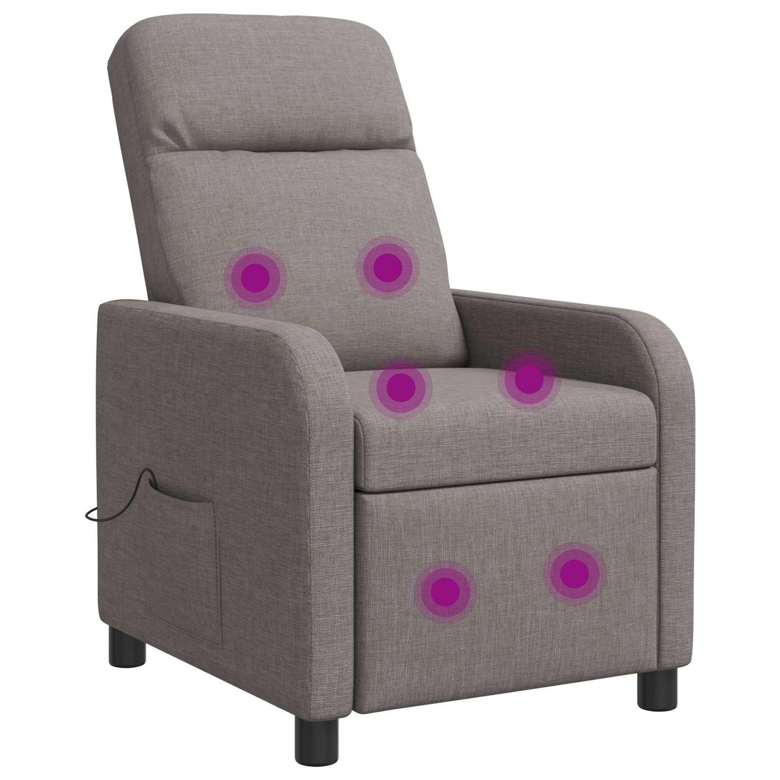 Massage lænestol med recliner og 6 massagepunkter - gråbrun stof