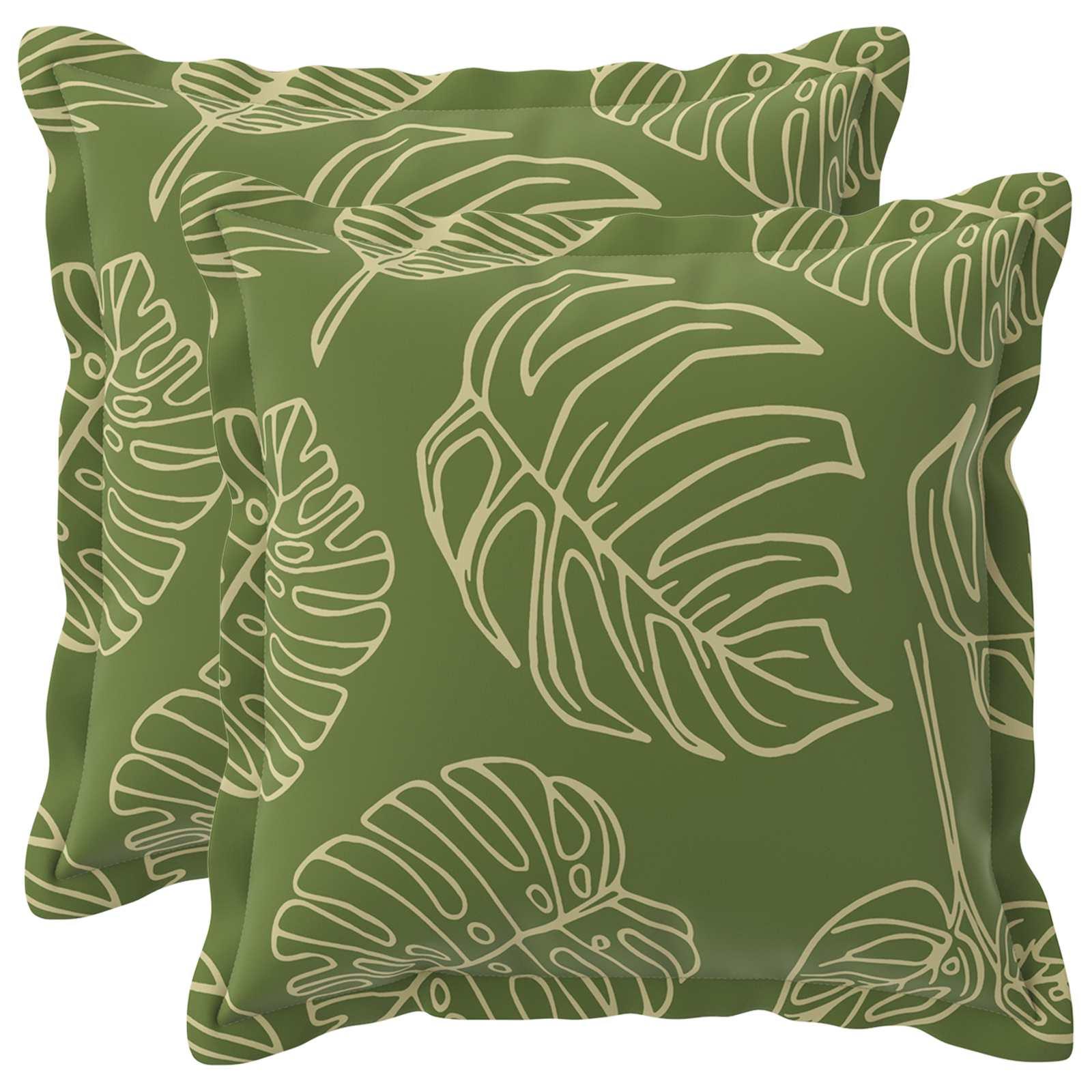 Pudebetræk 2 stk. HOUTEN med bladdesign 30 x 30 cm i polyester