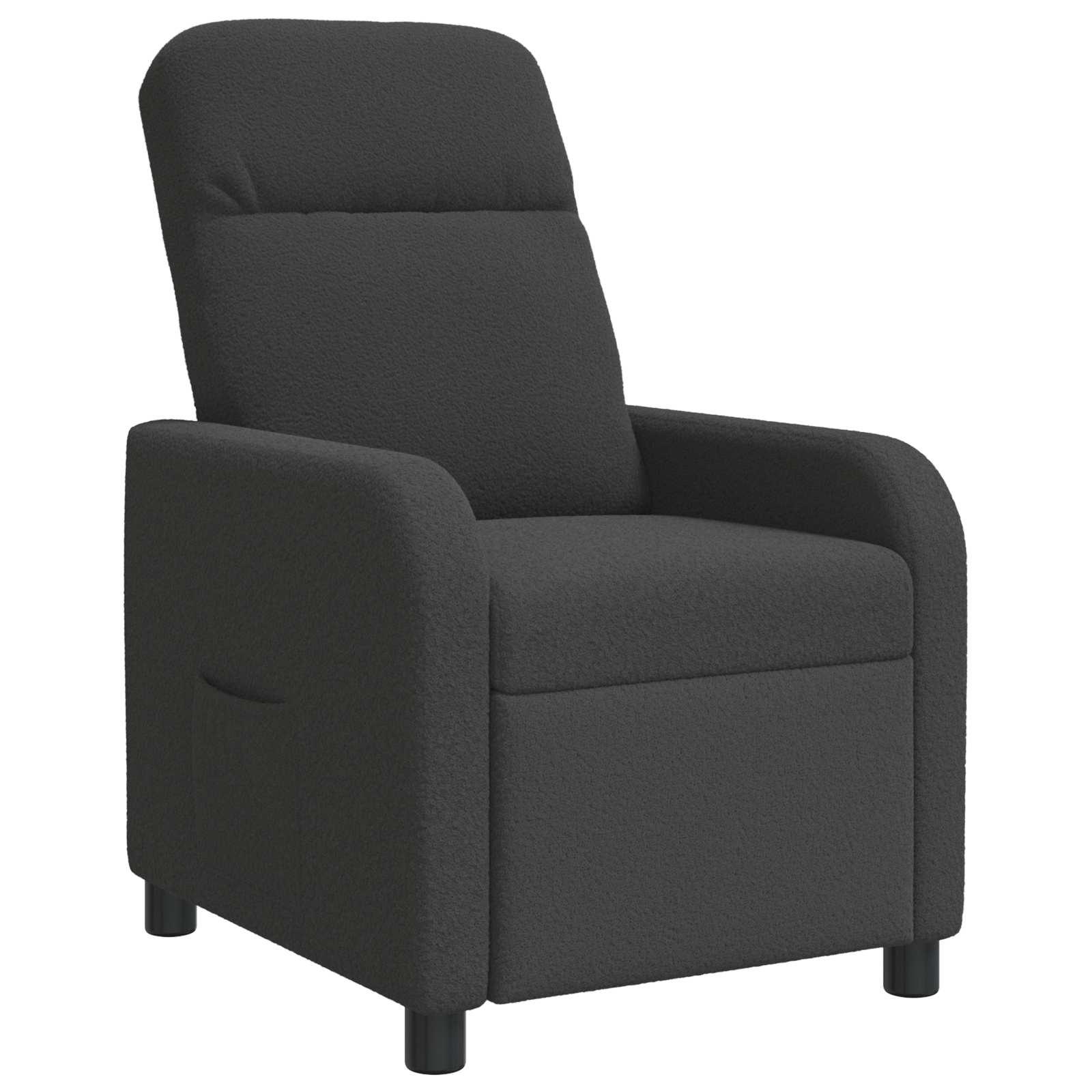 Recliner lænestol i mørkegrå bouclé