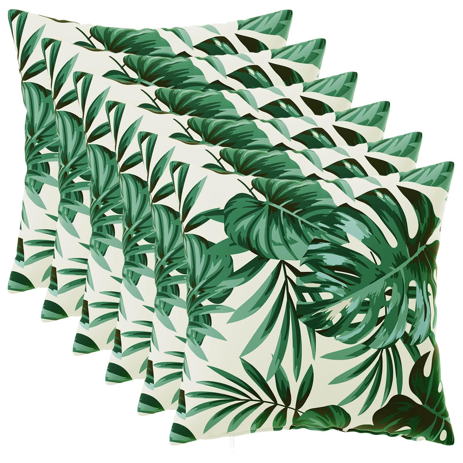 Pudebetræk HEERLEN 6 stk med bladmønster 35 x 35 cm i polyester