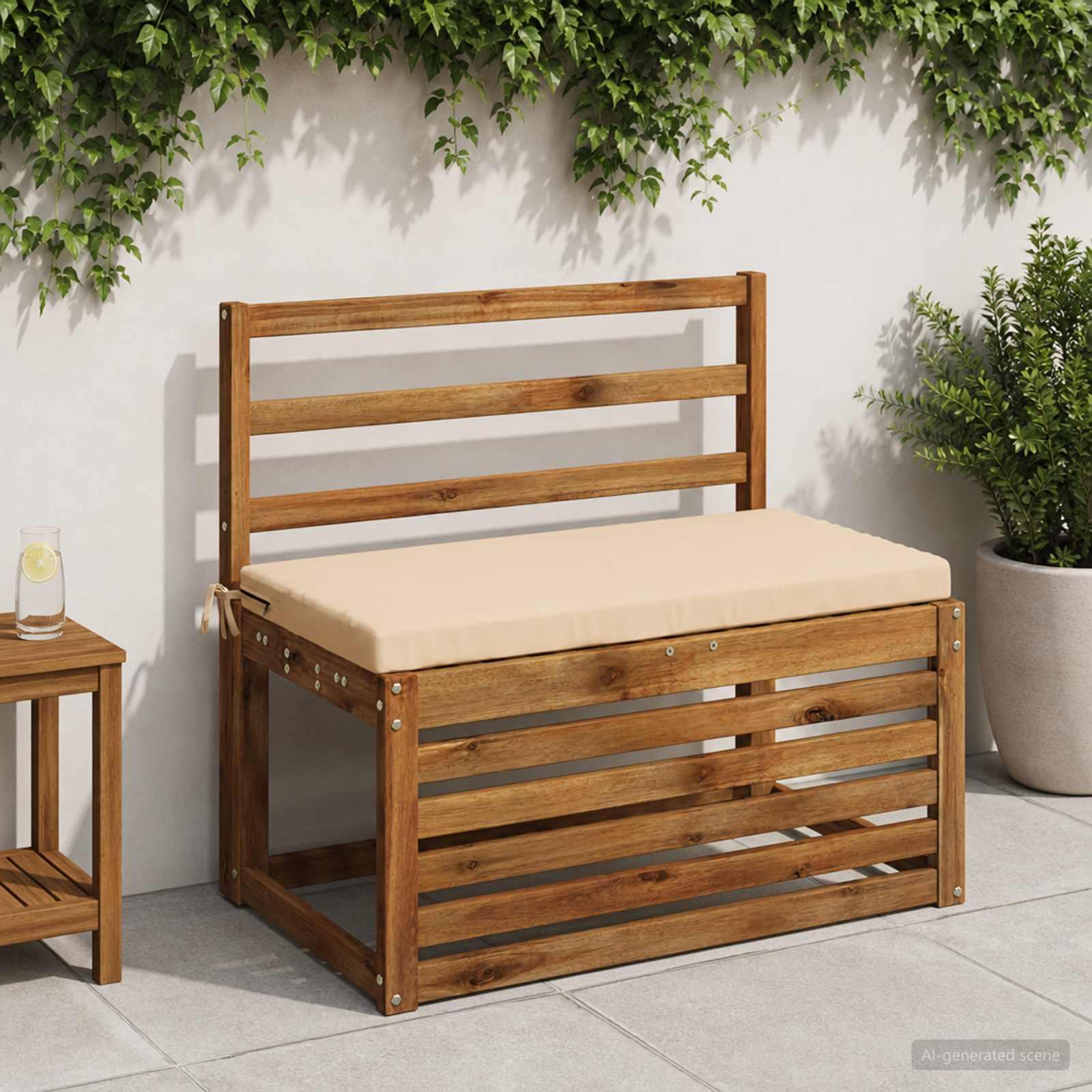 Bænkpude SOEST i 100% polyester cremefarvet 80 x 40 x 5 cm