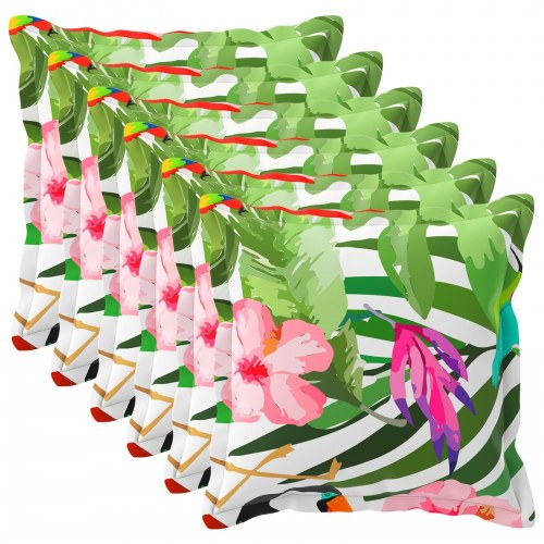 Pudebetræk HOUTEN 6 stk. 80 x 80 cm sort polyester