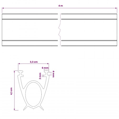 Garageportstætning sort 4 m 33 x 41 mm PVC