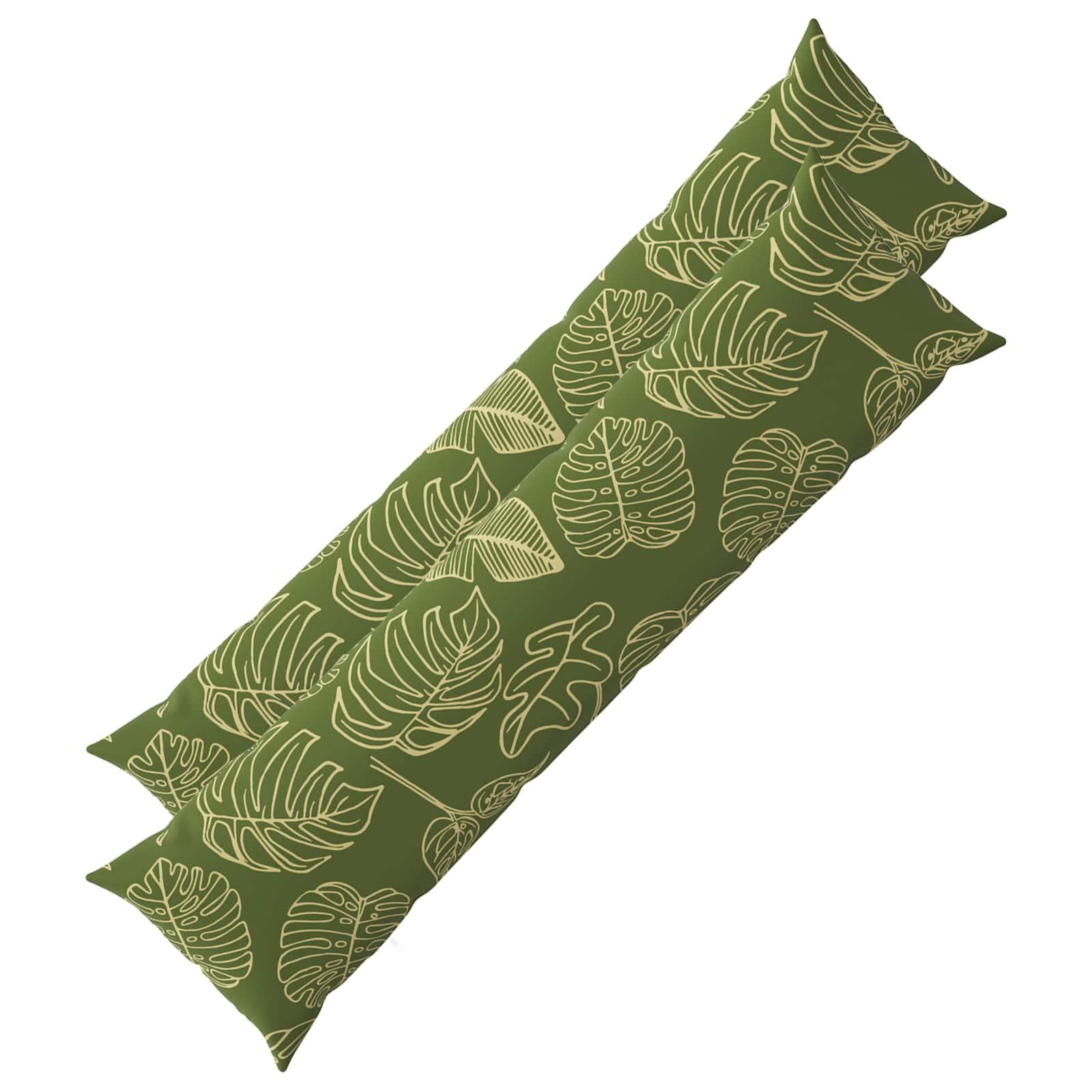 Pudebetræk 2 stk HEERLEN med bladdesign 40 x 145 cm i polyester