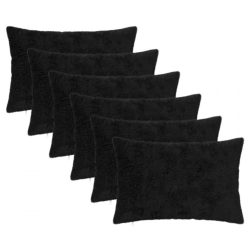 Pudebetræk HEERLEN 6 stk. - sort faux kaninpels 30 x 50 cm