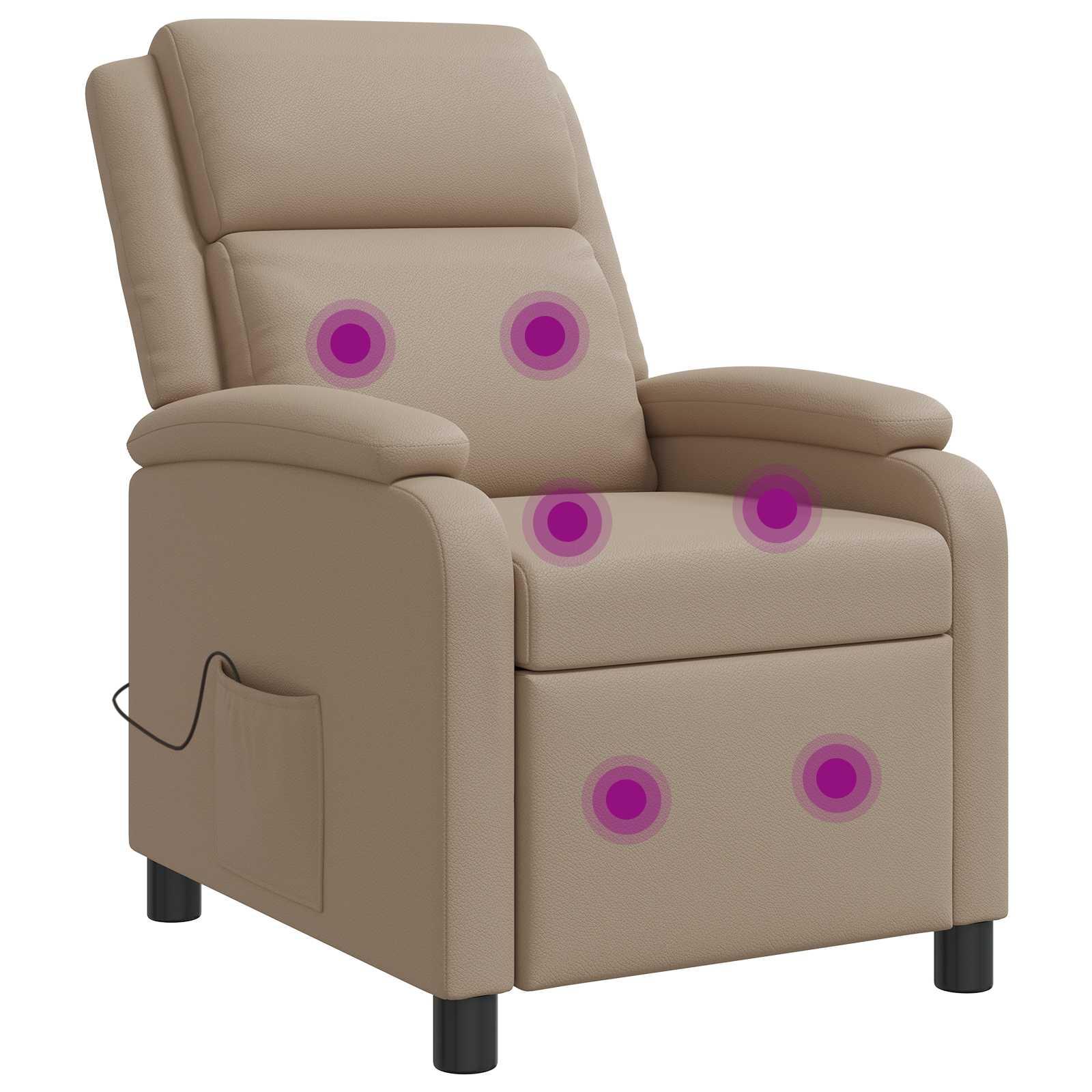 Massage lænestol i cappuccino kunstlæder med reclinerfunktion