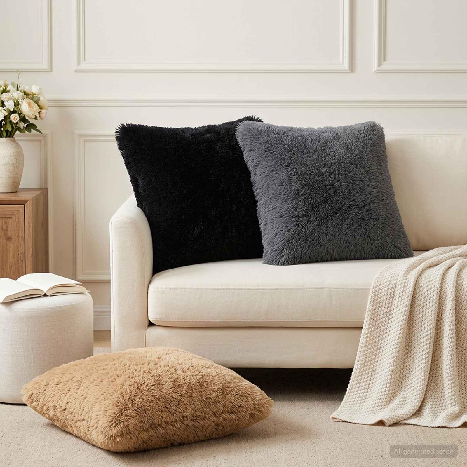 Pudebetræk HEERLEN 12 stk gråbrun 50 x 50 cm i PV fleece