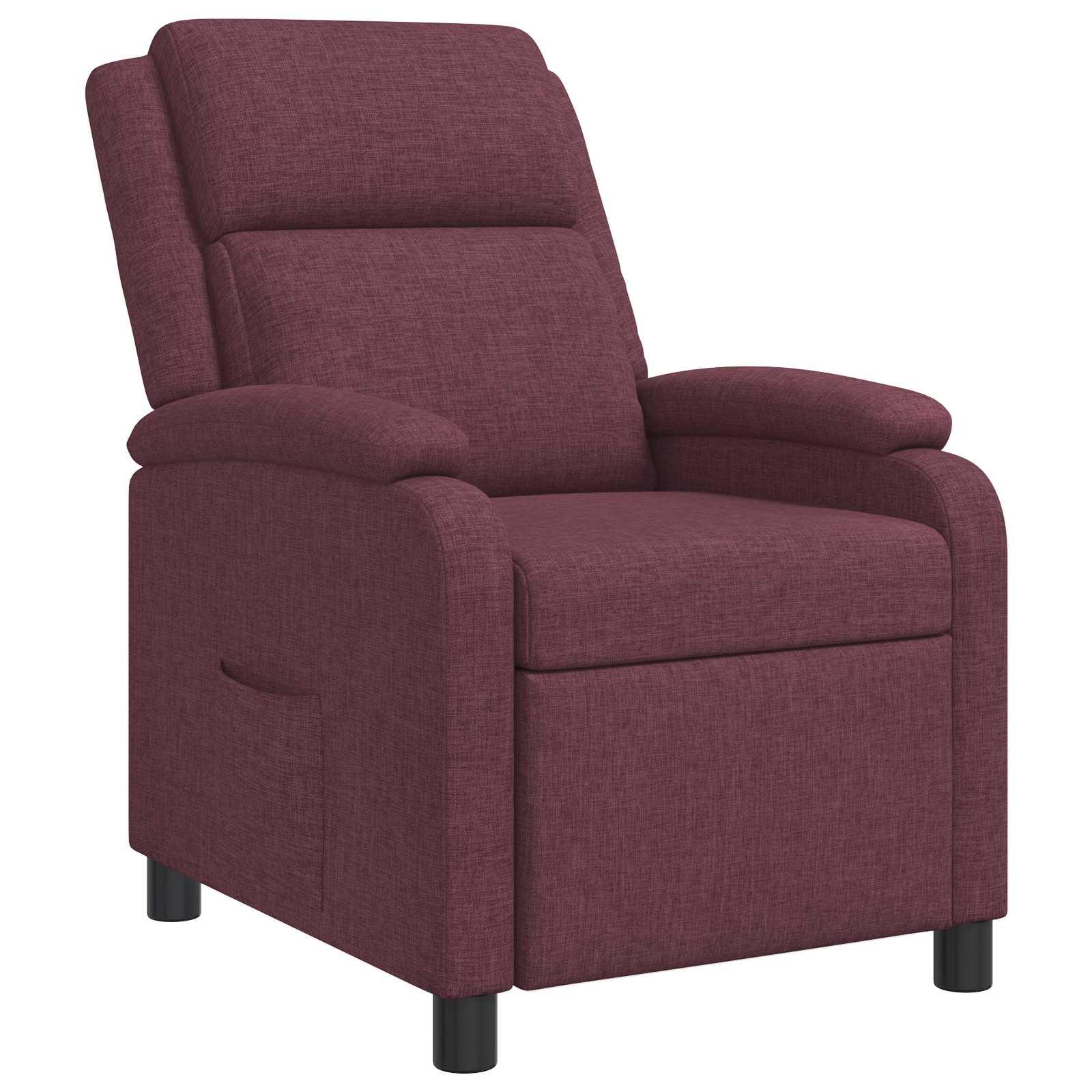 Recliner lænestol i lilla stof med justerbar ryglæn