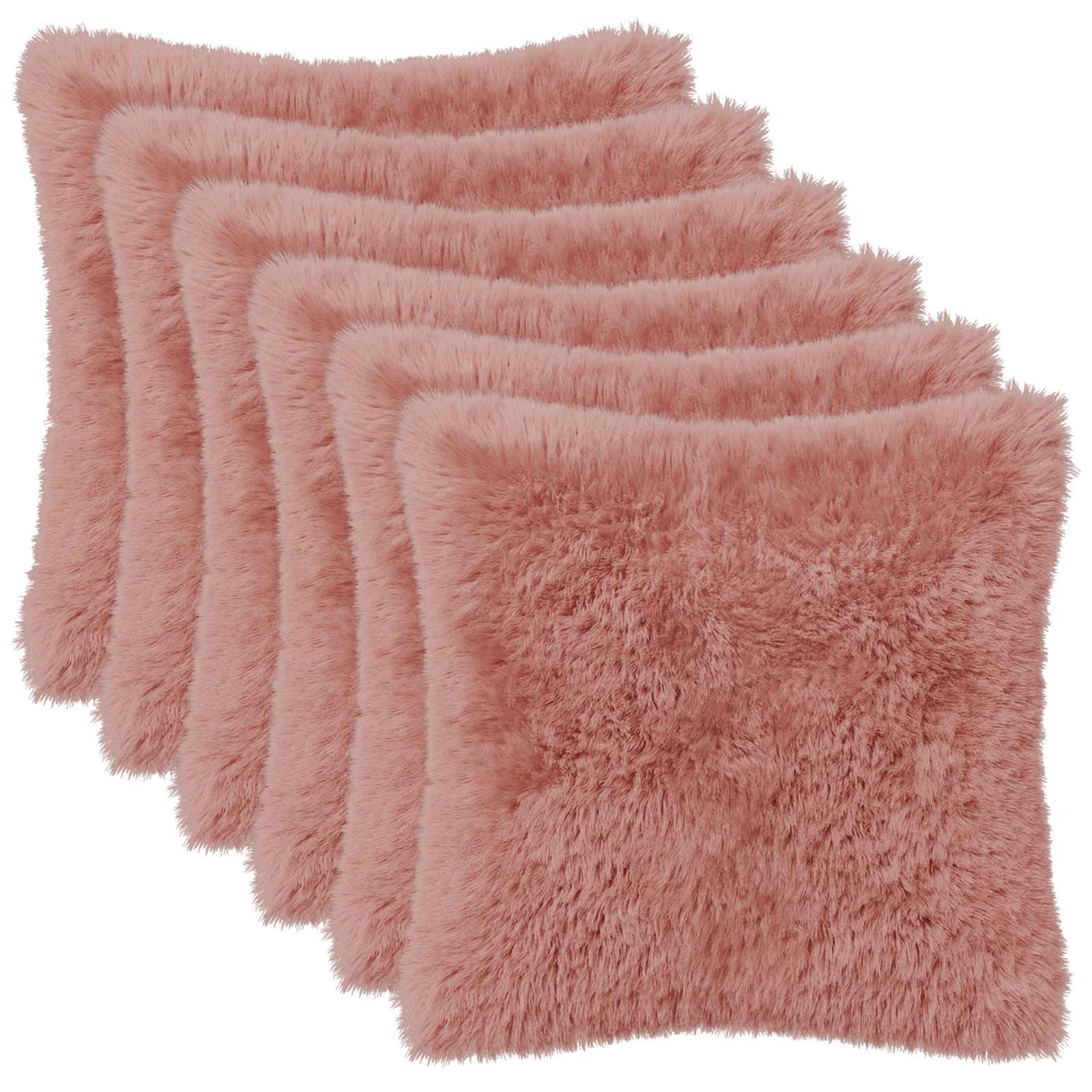 Pudebetræk 6 stk HEERLEN lyserød 50 x 50 cm i PV fleece