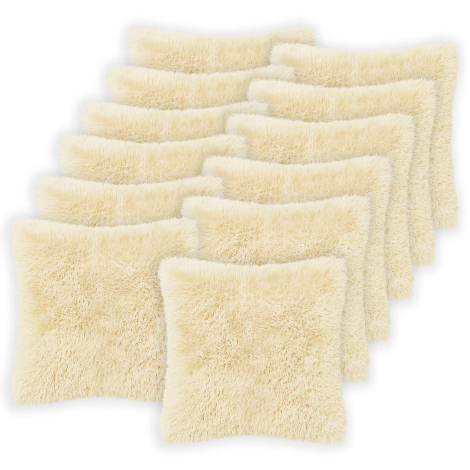vidaXL Pudebetræk 12 pcs HEERLEN Cremefarvet 50 x 50 cm PV Fleece