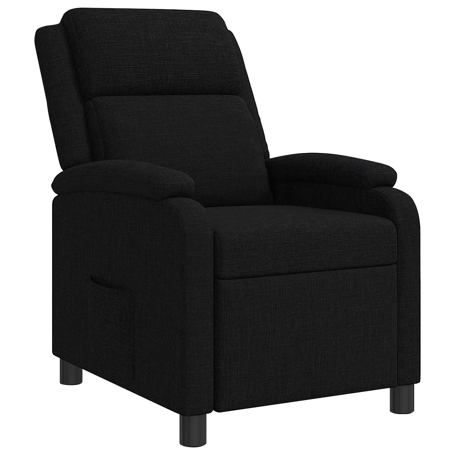 Recliner lænestol i sort stof med justerbar ryglæn