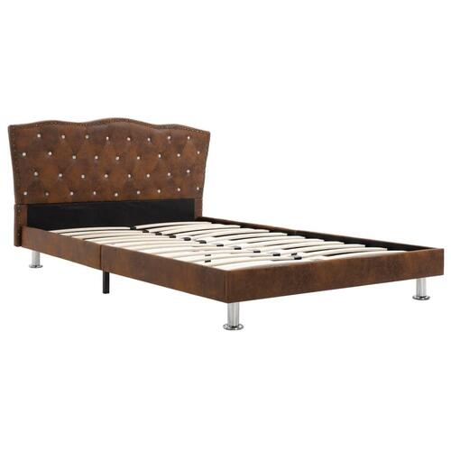 Seng med madras i memoryskum 120 x 200 cm brun stof
