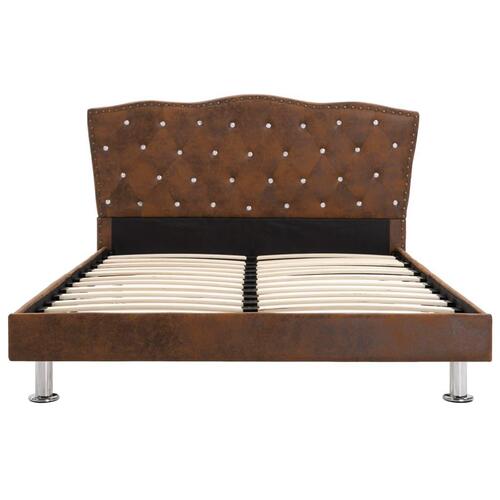 Seng med madras i memoryskum 120 x 200 cm brun stof