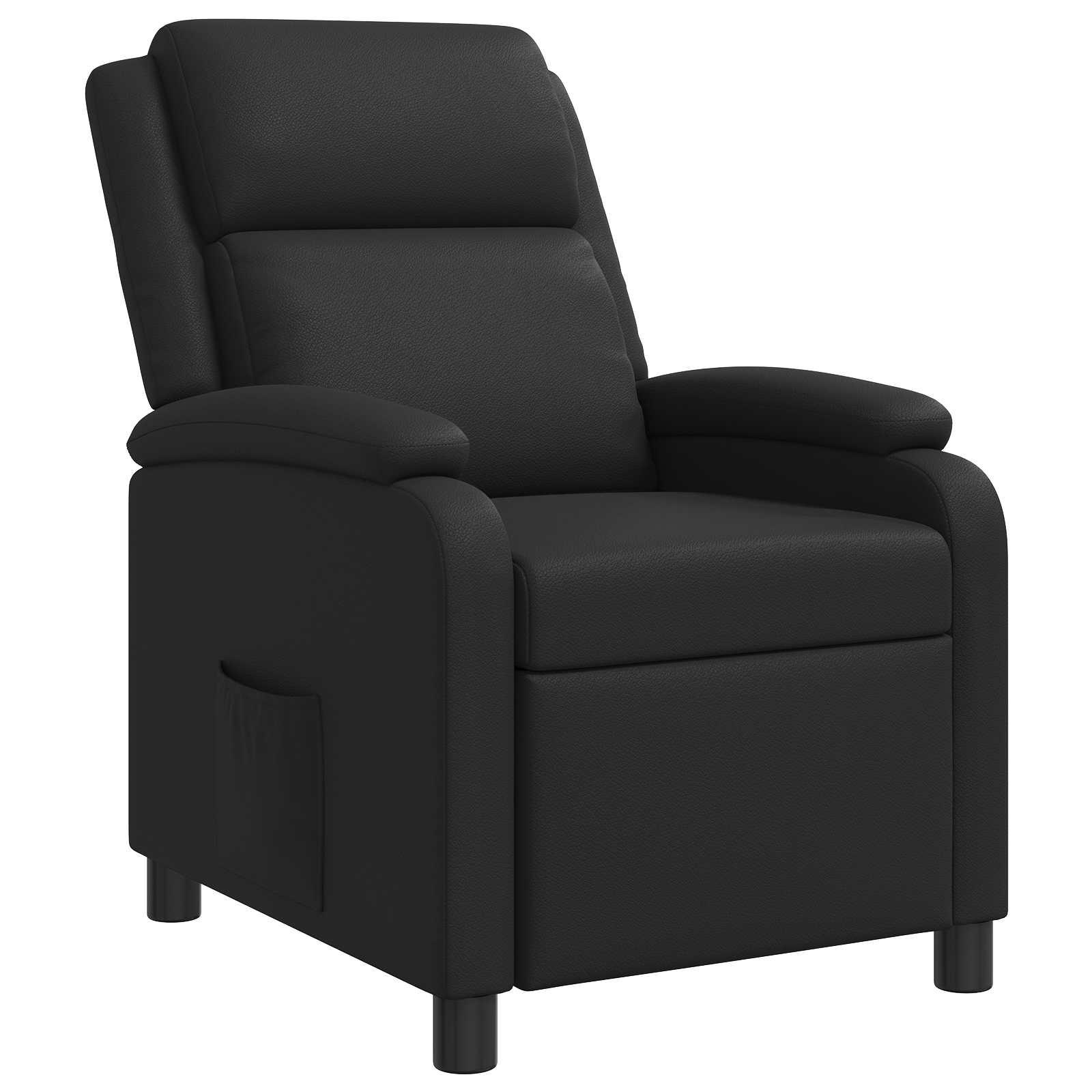 Recliner lænestol i sort kunstlæder med justerbar ryglæn