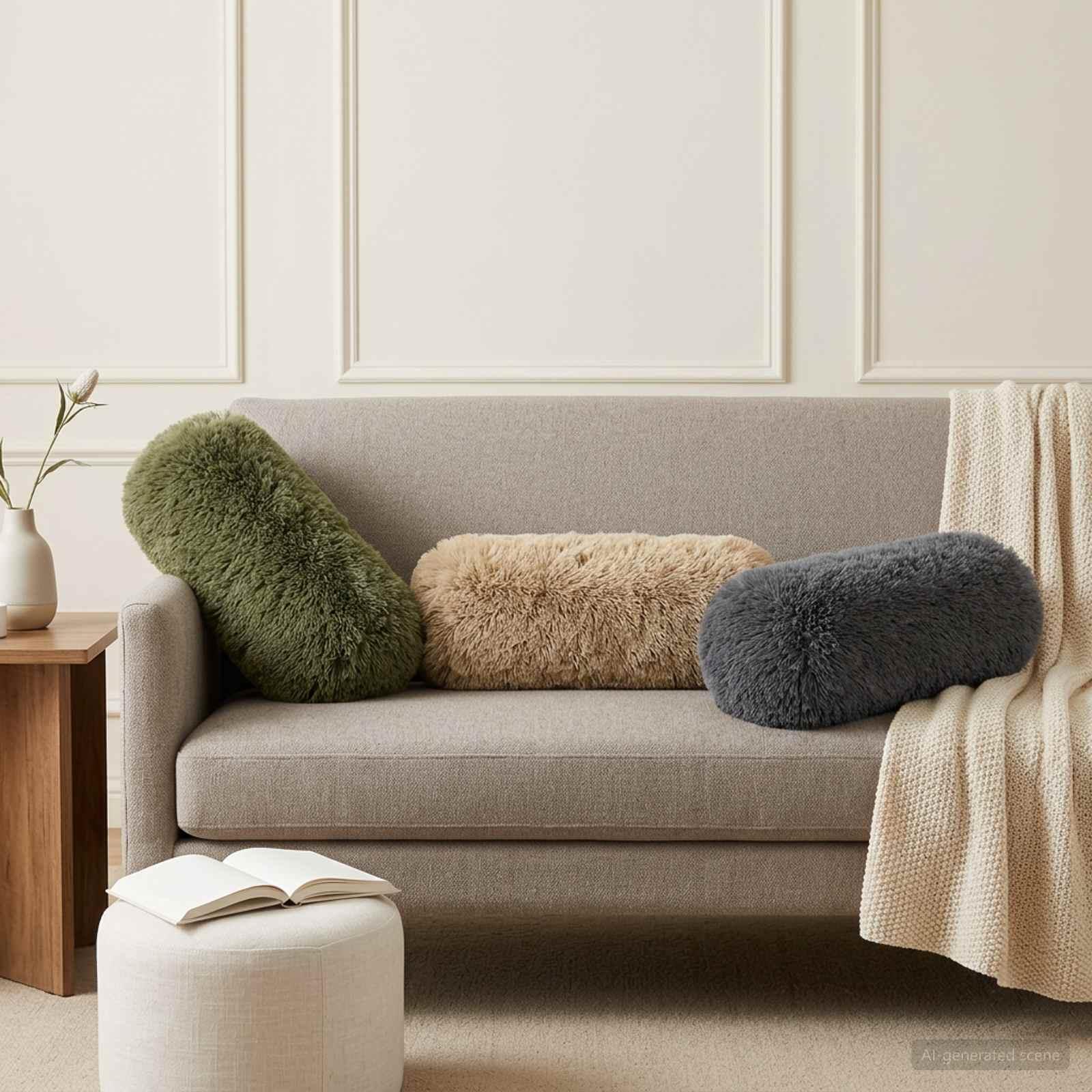Pudebetræk 2 stk HEERLEN grøn Ø 15 x 40 cm i PV fleece