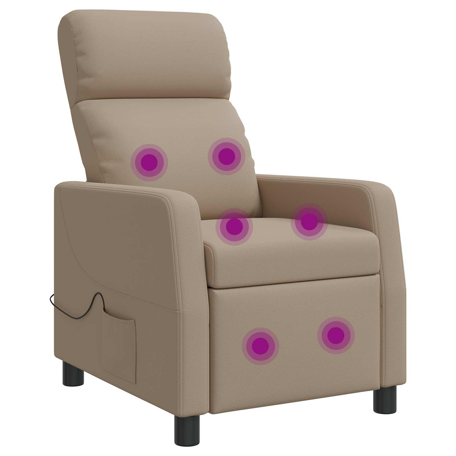 Massage lænestol med reclinerfunktion i kunstlæder - cappuccino