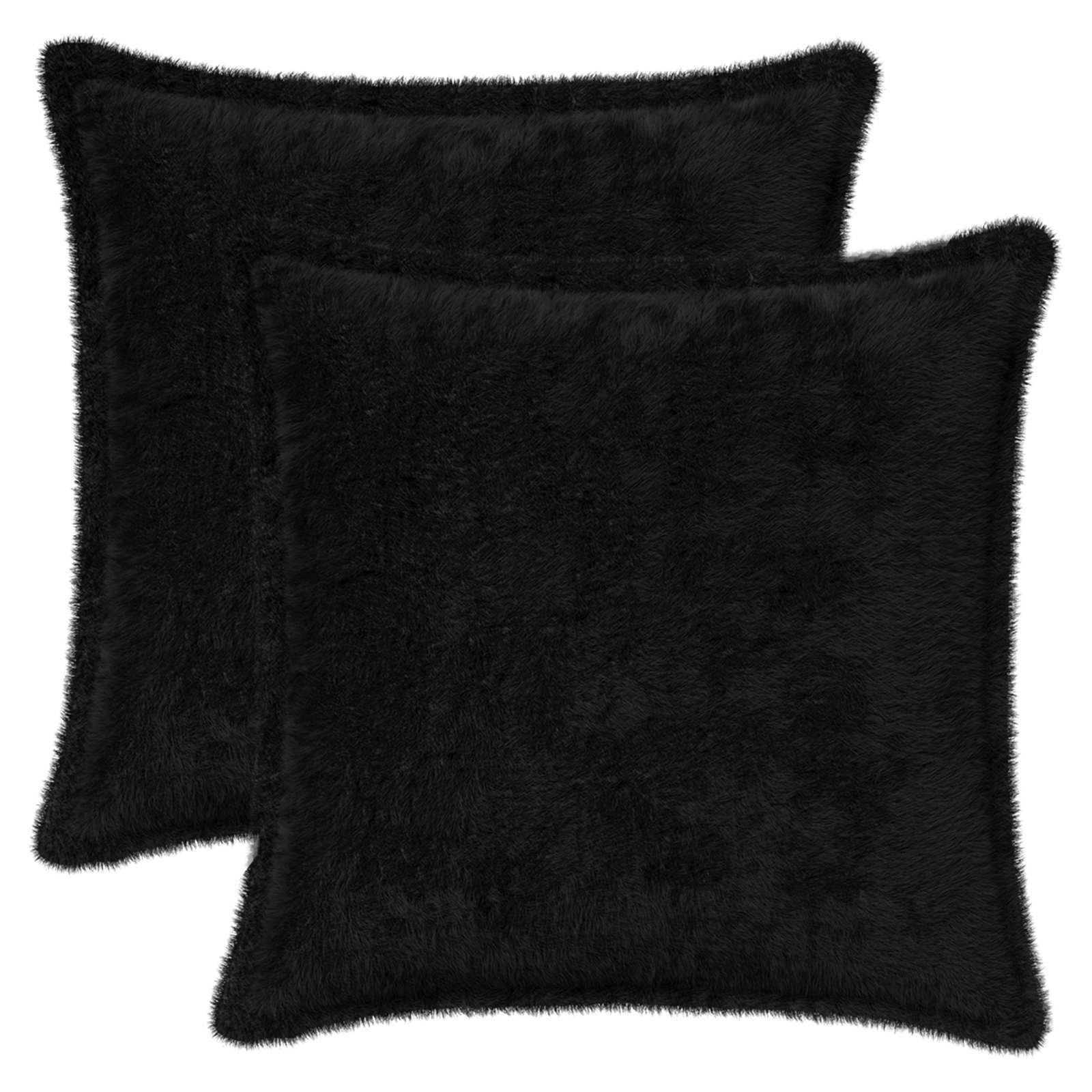 Pudebetræk 2 stk. HOUTEN sort 35 x 35 cm i faux kaninpels