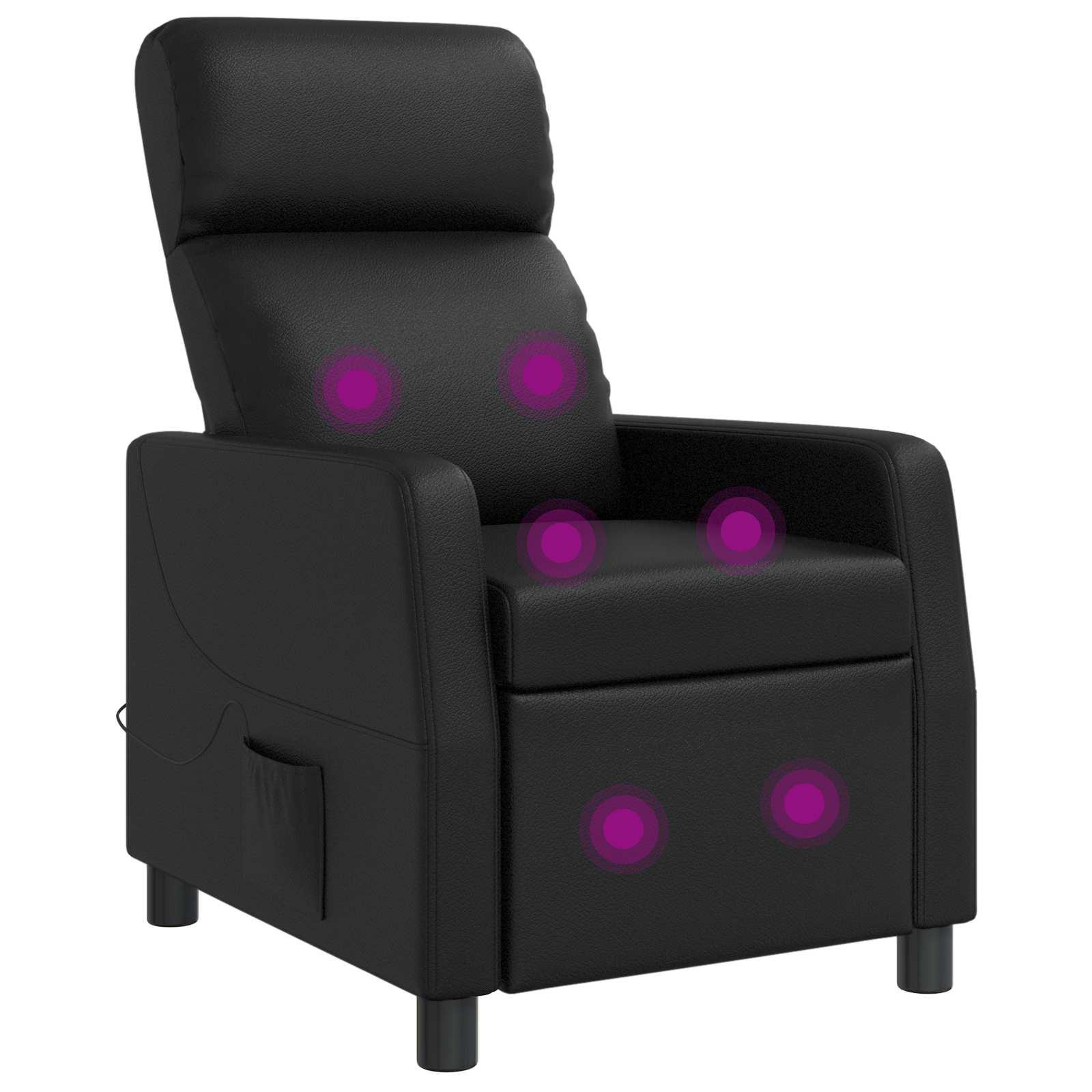 Massage lænestol med recliner og 6 massagepunkter i sort kunstlæder