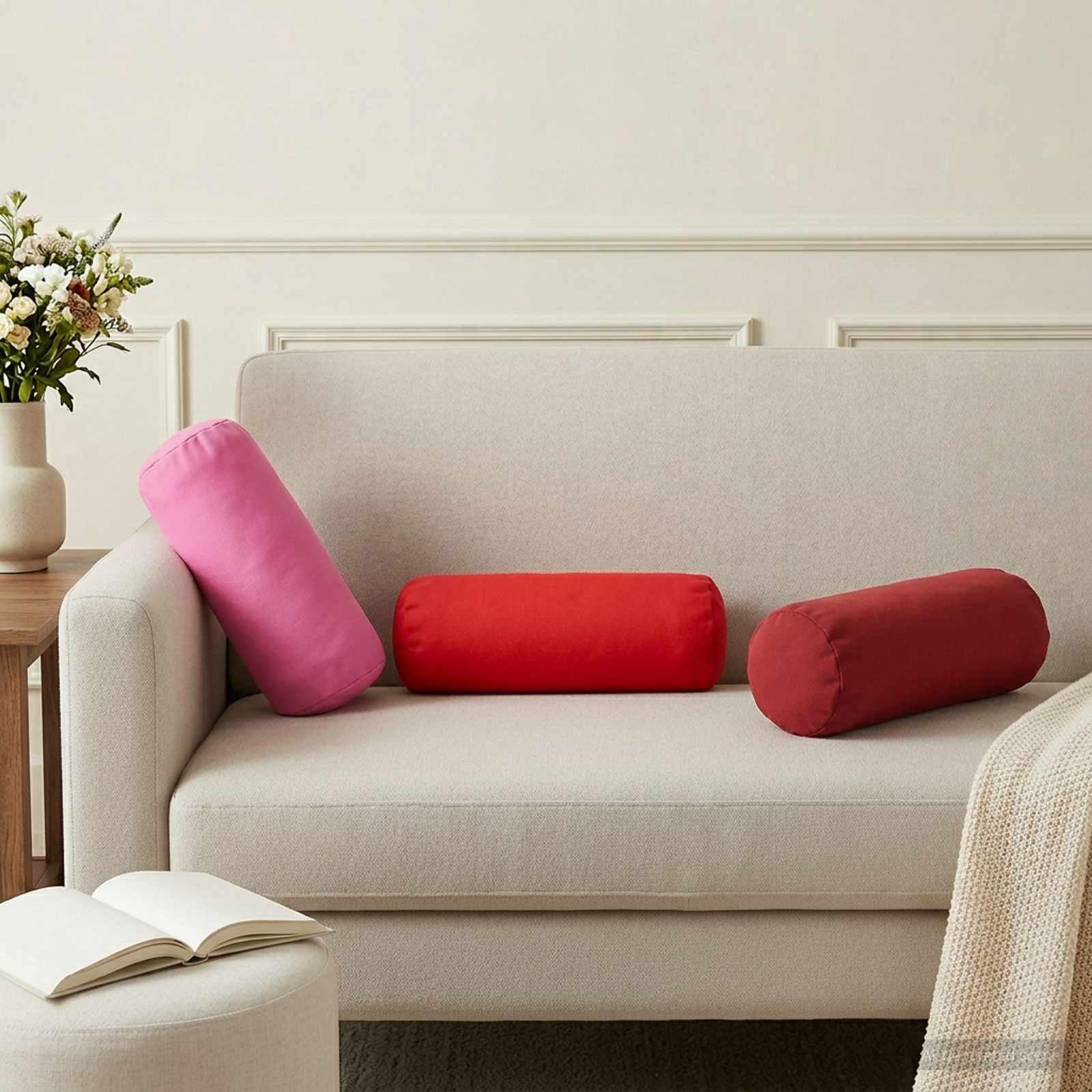 Pudebetræk 2 stk HEERLEN rød Ø 15 x 40 cm i polyester