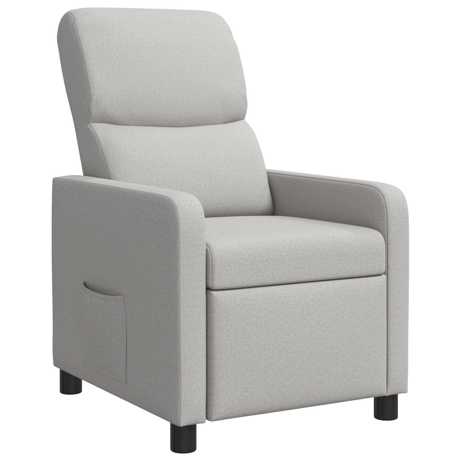 Recliner lænestol i skygrå stof med massage og fjernbetjening