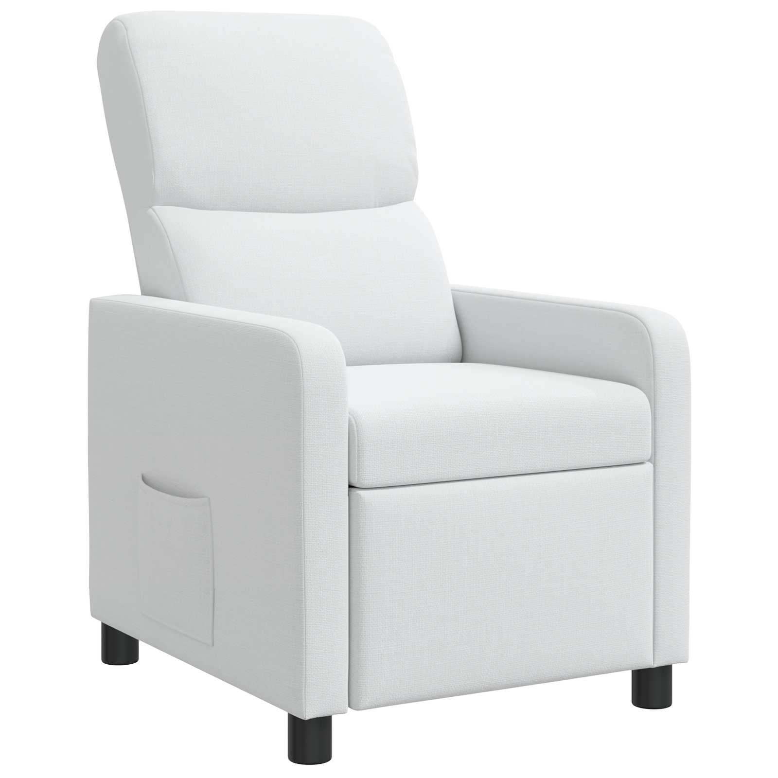 Recliner lænestol i hvidt stof med massage og fjernbetjening