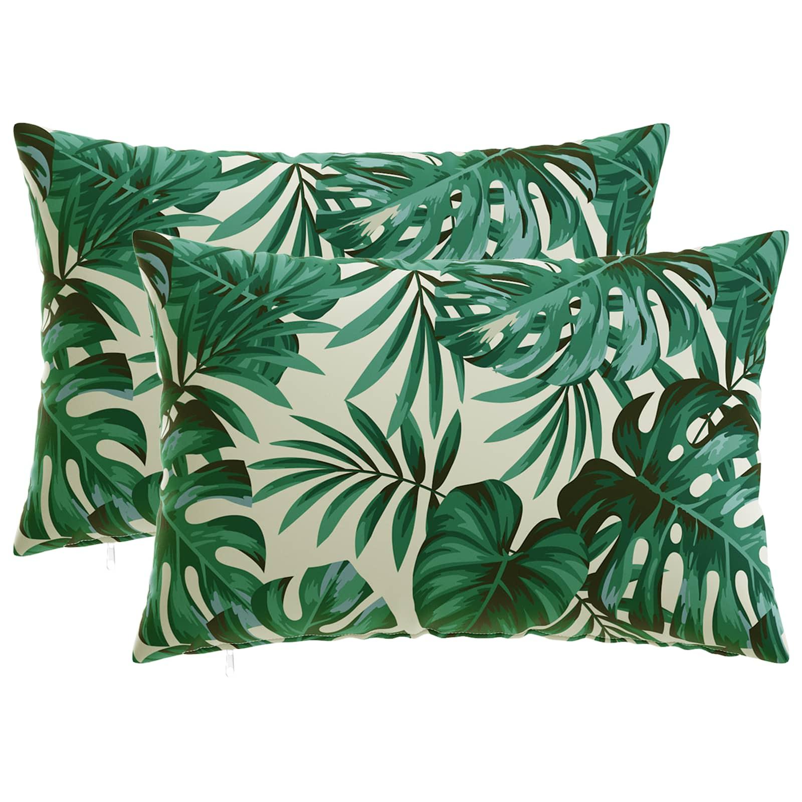 Pudebetræk 2 stk HEERLEN med bladmønster 50 x 80 cm i polyester