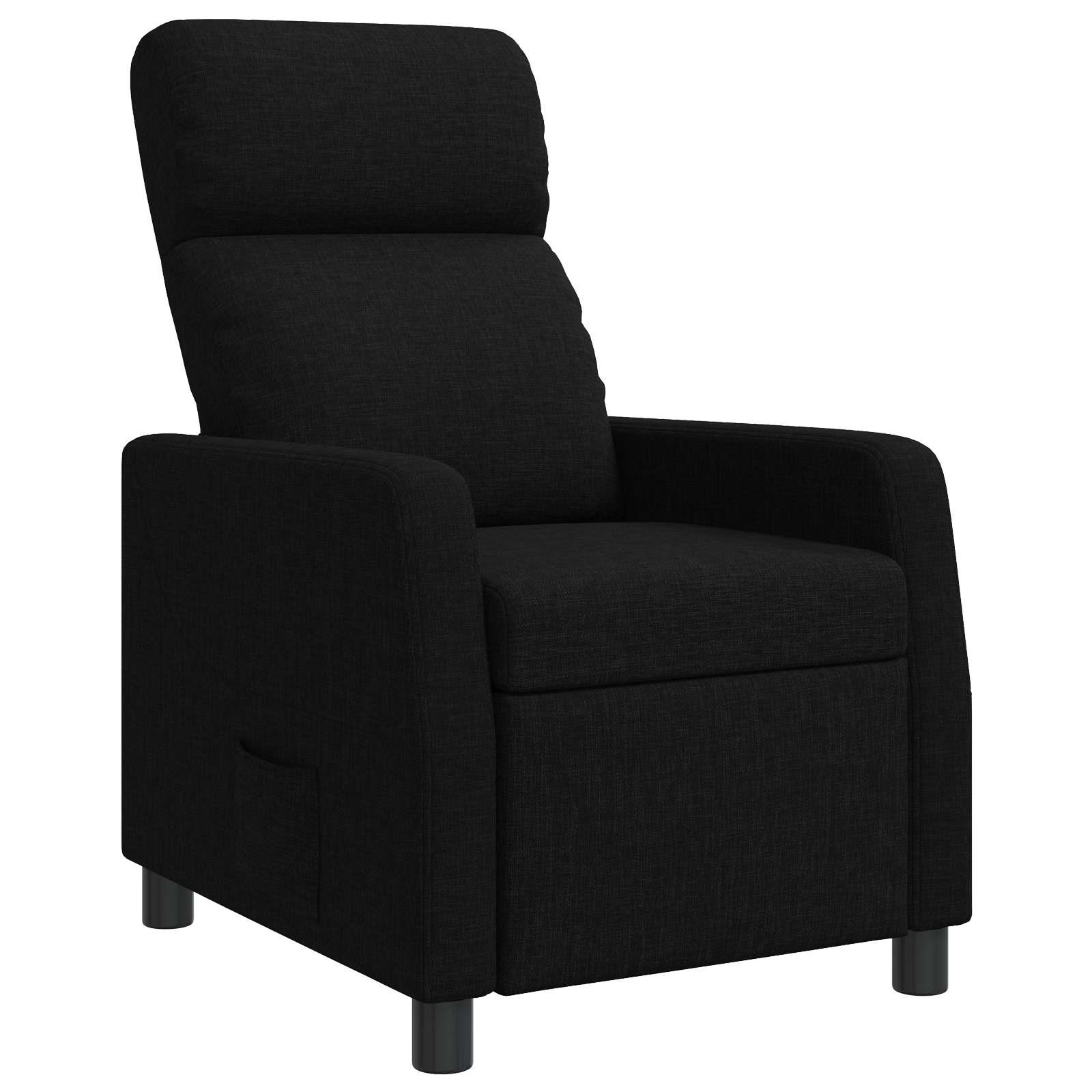 Recliner lænestol i sort stof med justerbar ryglæn