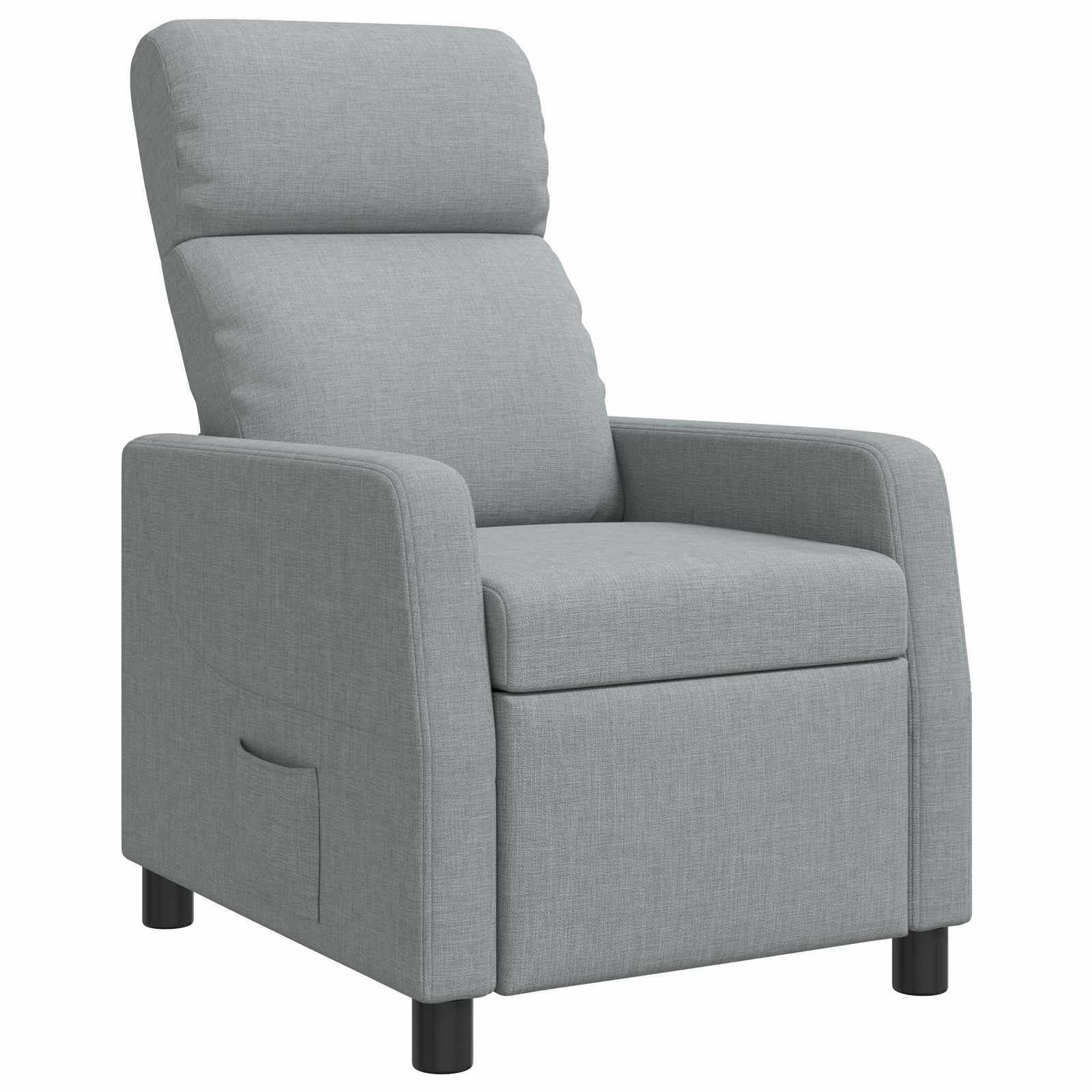 Recliner lænestol i lysegrå stof med justerbar ryglæn